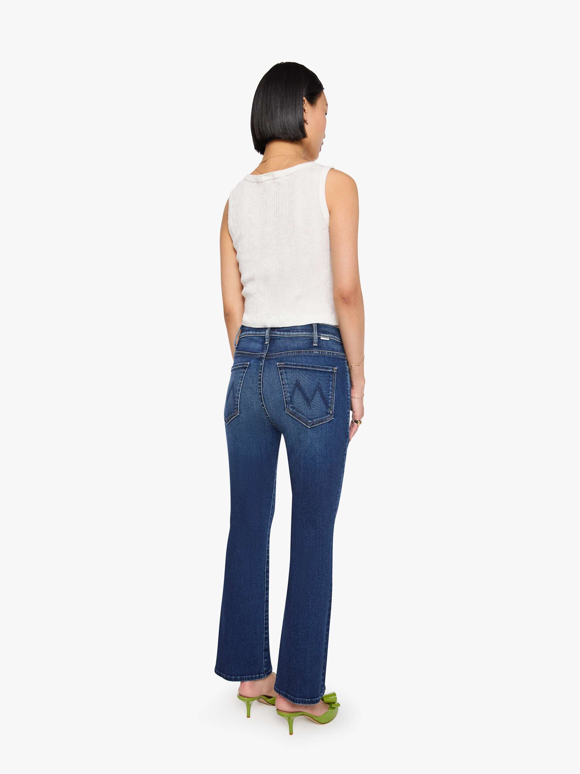 Mother Lil Hustler Ankle Petite Flare-Jeans Taking Chances Blau