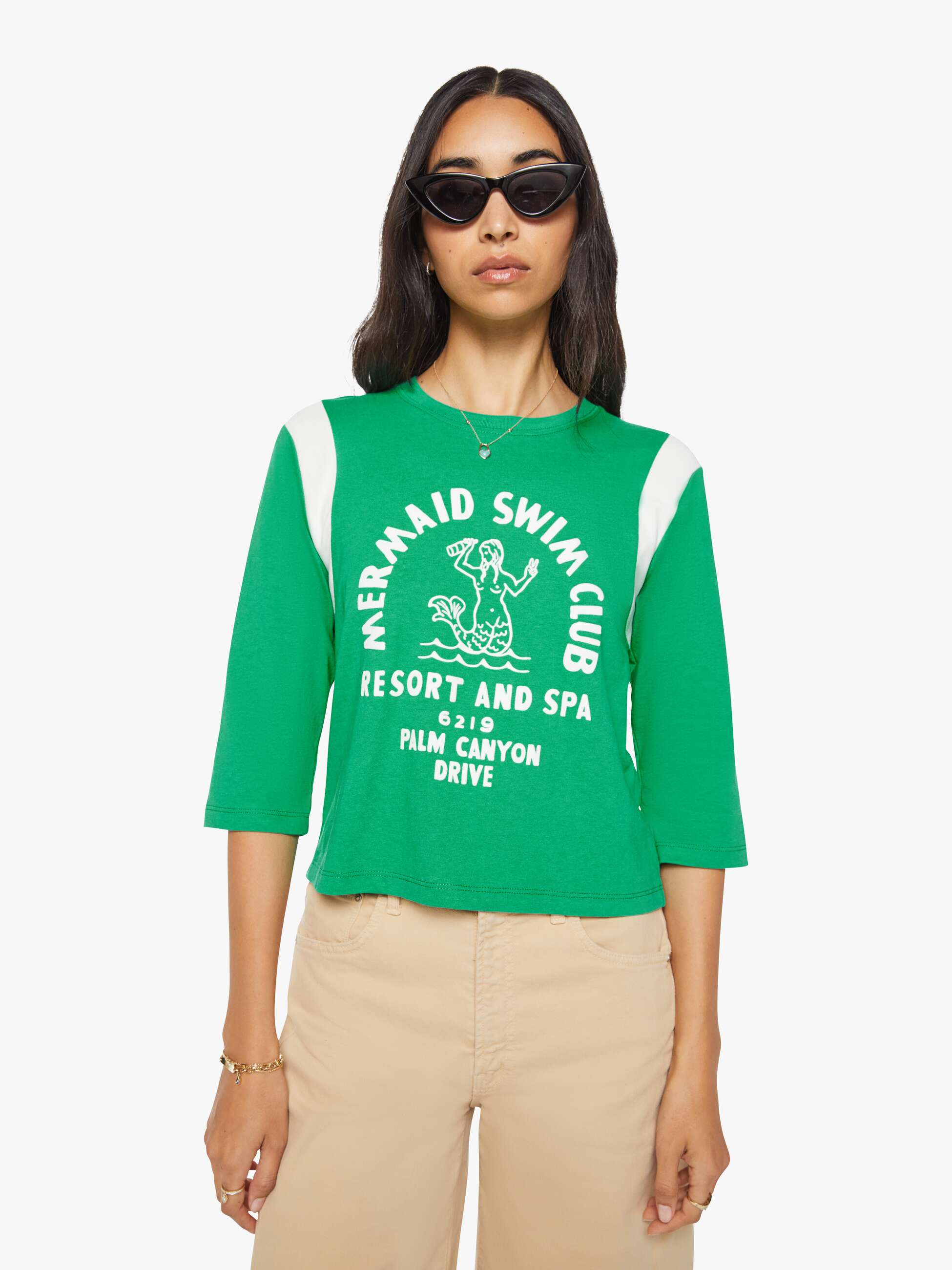 Mother Better Half Insert T-Shirt Mermaid Swim Club grün Baumwolle