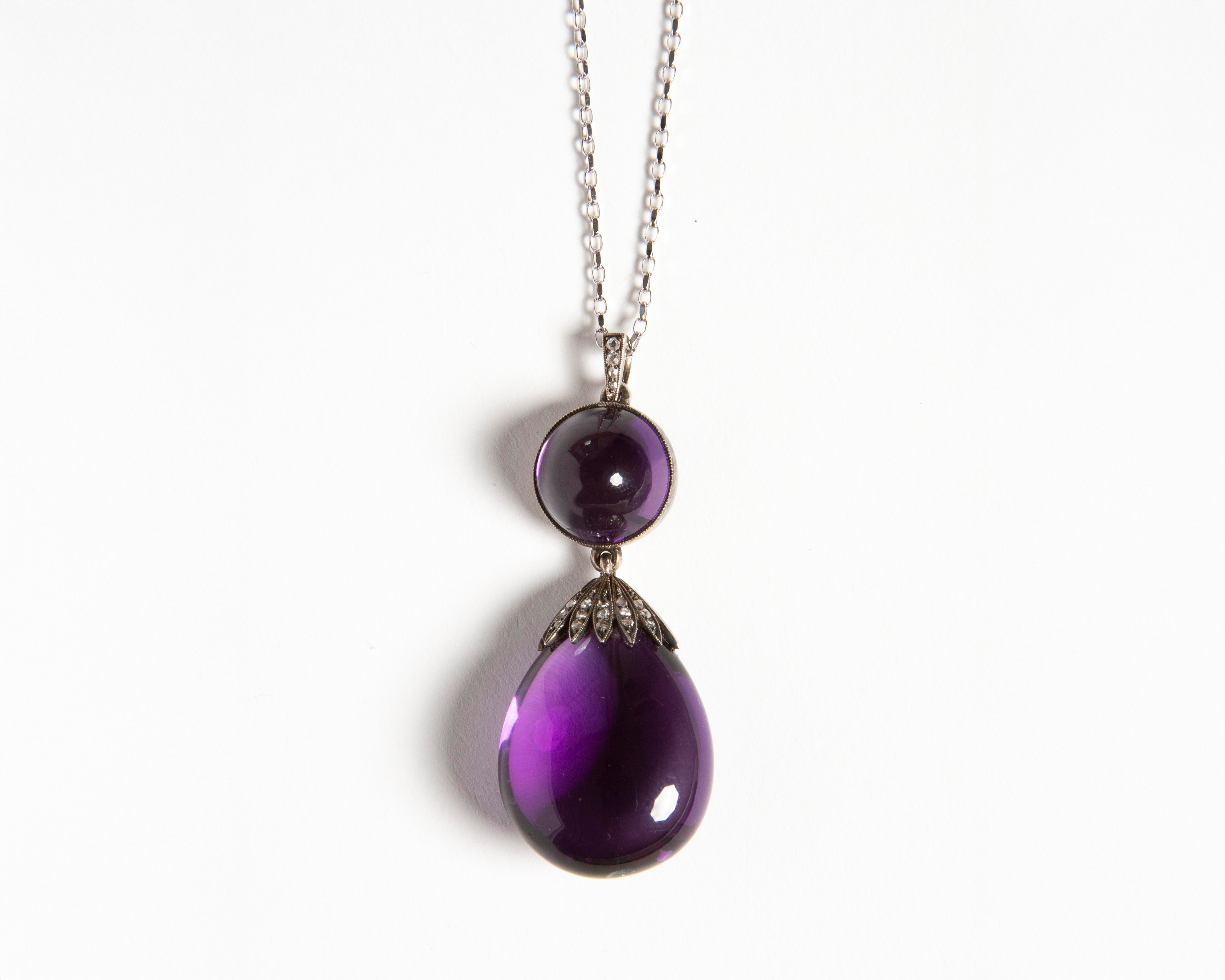 Fabergé Anhänger Amethyst Diamant Tropfen