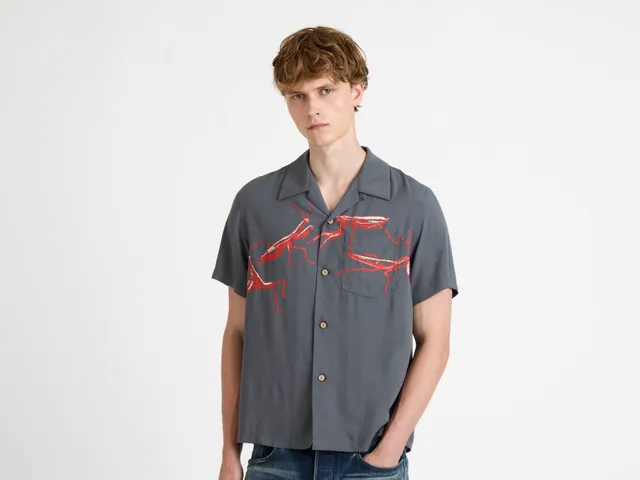 J.W.Anderson Shirts Camp Collar Hemd Herren Stahl Viskose Print