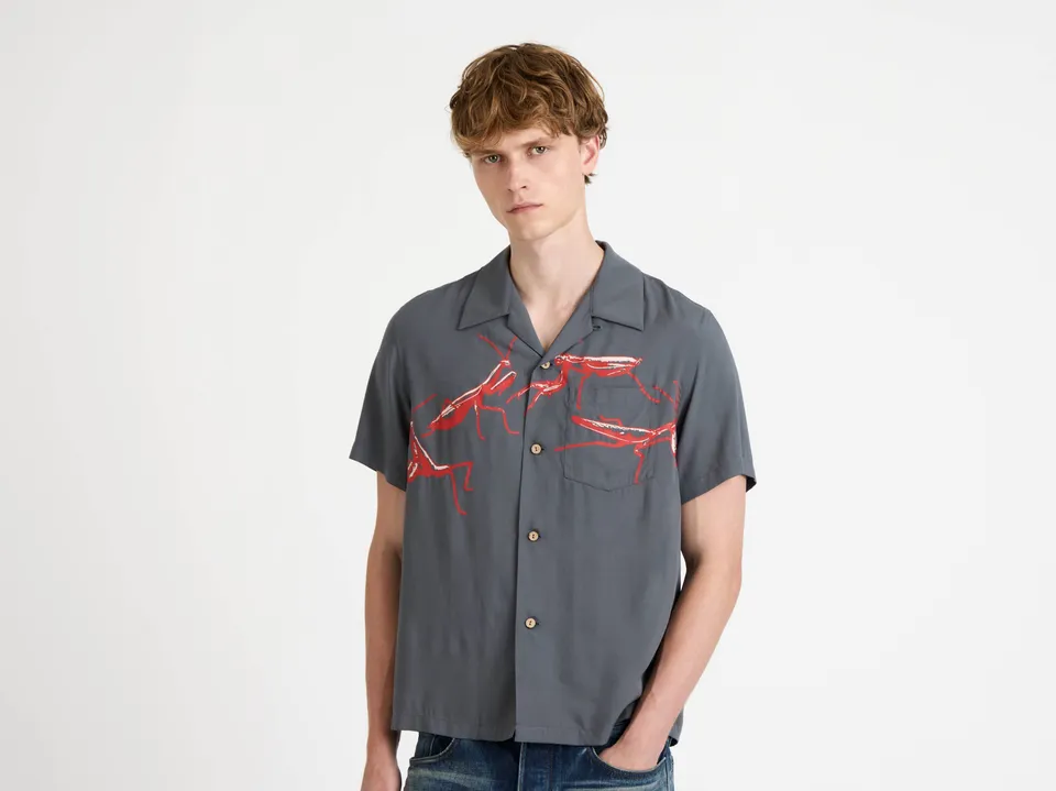J.W.Anderson Shirts Camp Collar Hemd Herren Stahl Viskose Print