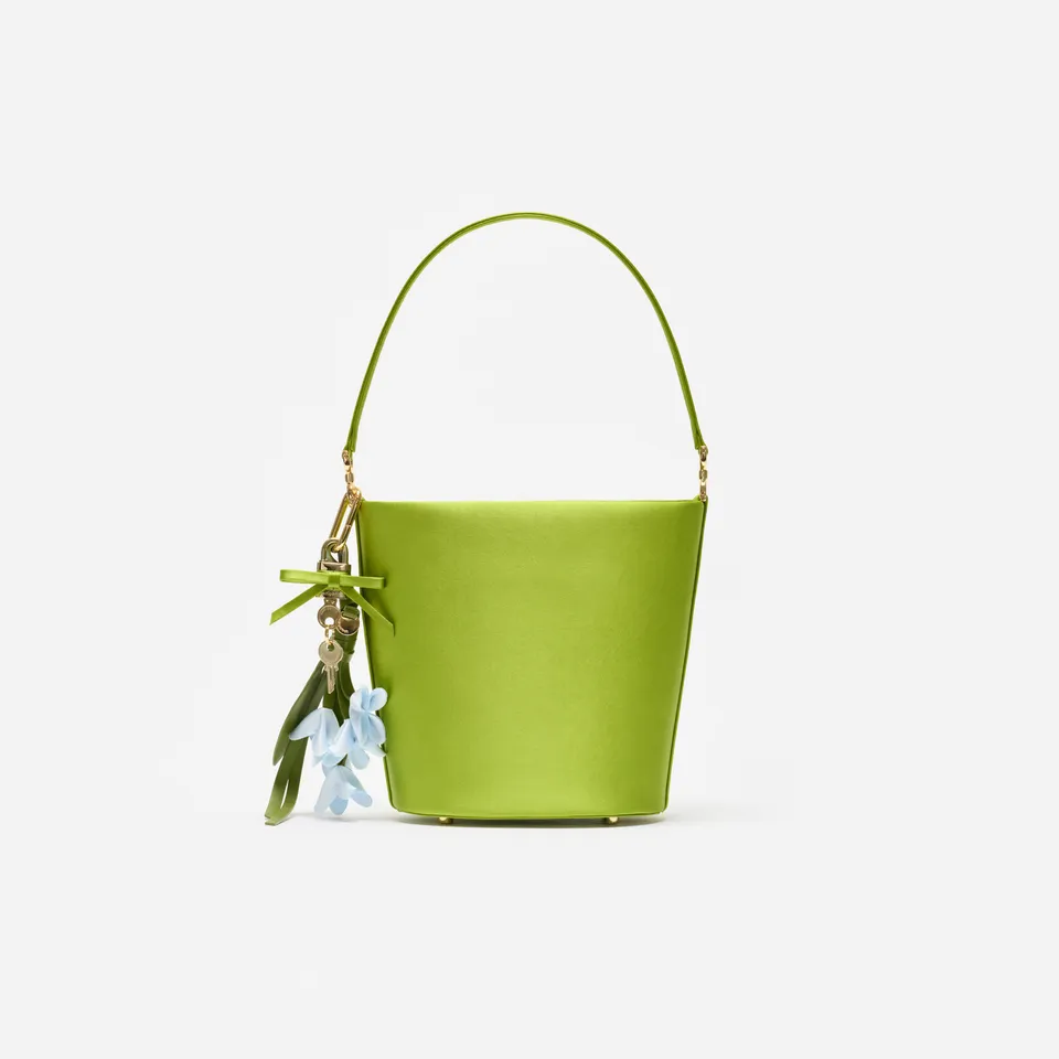 Self Portrait Green Satin Bucket Bag Tasche grün Satin