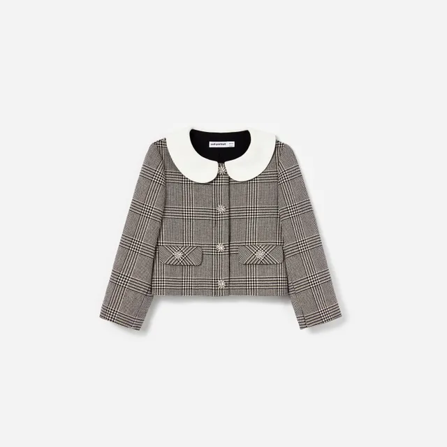 Self Portrait Black Check Kinder Jacke Kariert Wolle