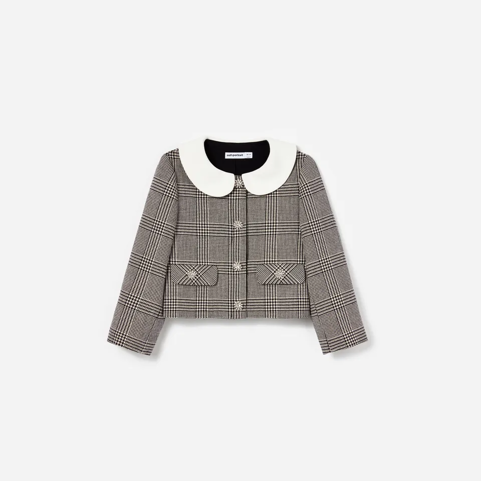 Self Portrait Black Check Kinder Jacke Kariert Wolle