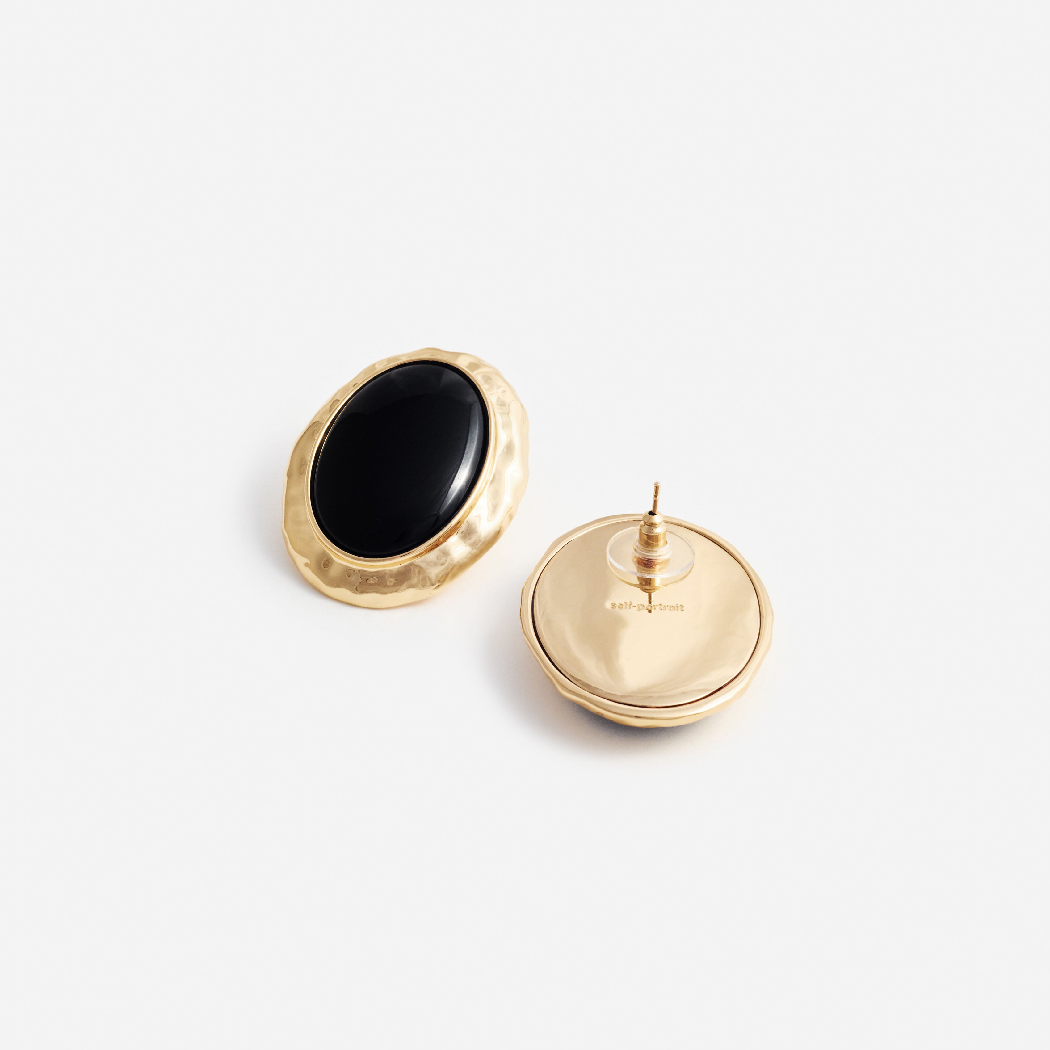 Self Portrait Hammered Gold Black Ohrringe Schwarz