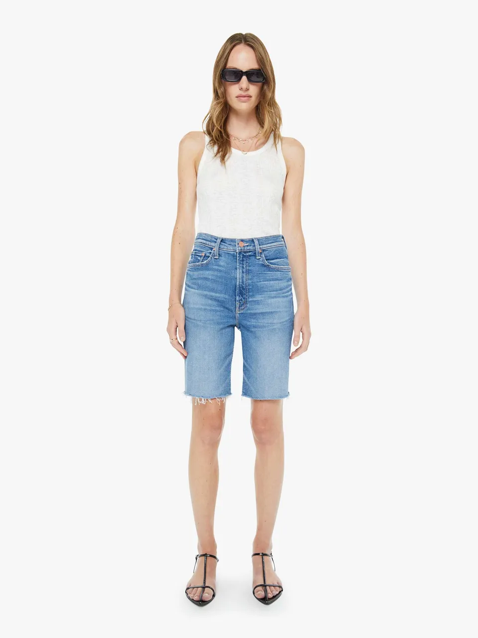 Mother High Waisted Rider Bermuda Shorts Float My Boat