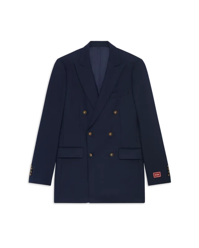 Drôle De Monsieur Double Breasted Flannel Jacket Sakko Navy Wolle