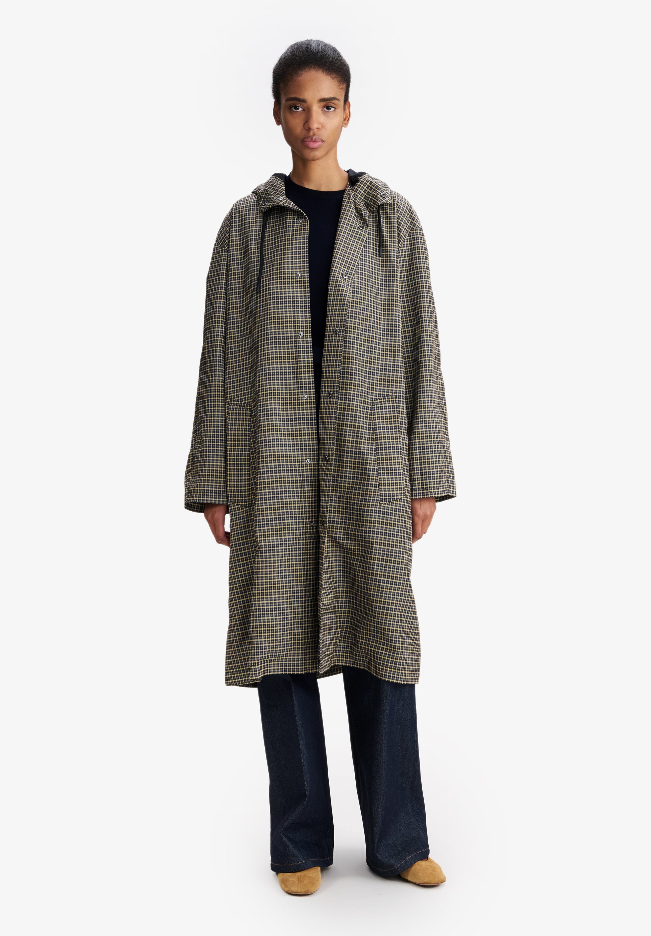 A.P.C. Lange weite khakifarbene Parka Mantel Khaki Unisex