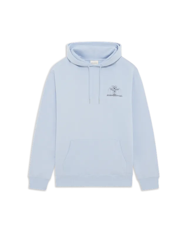 Drôle De Monsieur Fountain Print Hoodie hellblau Baumwolle