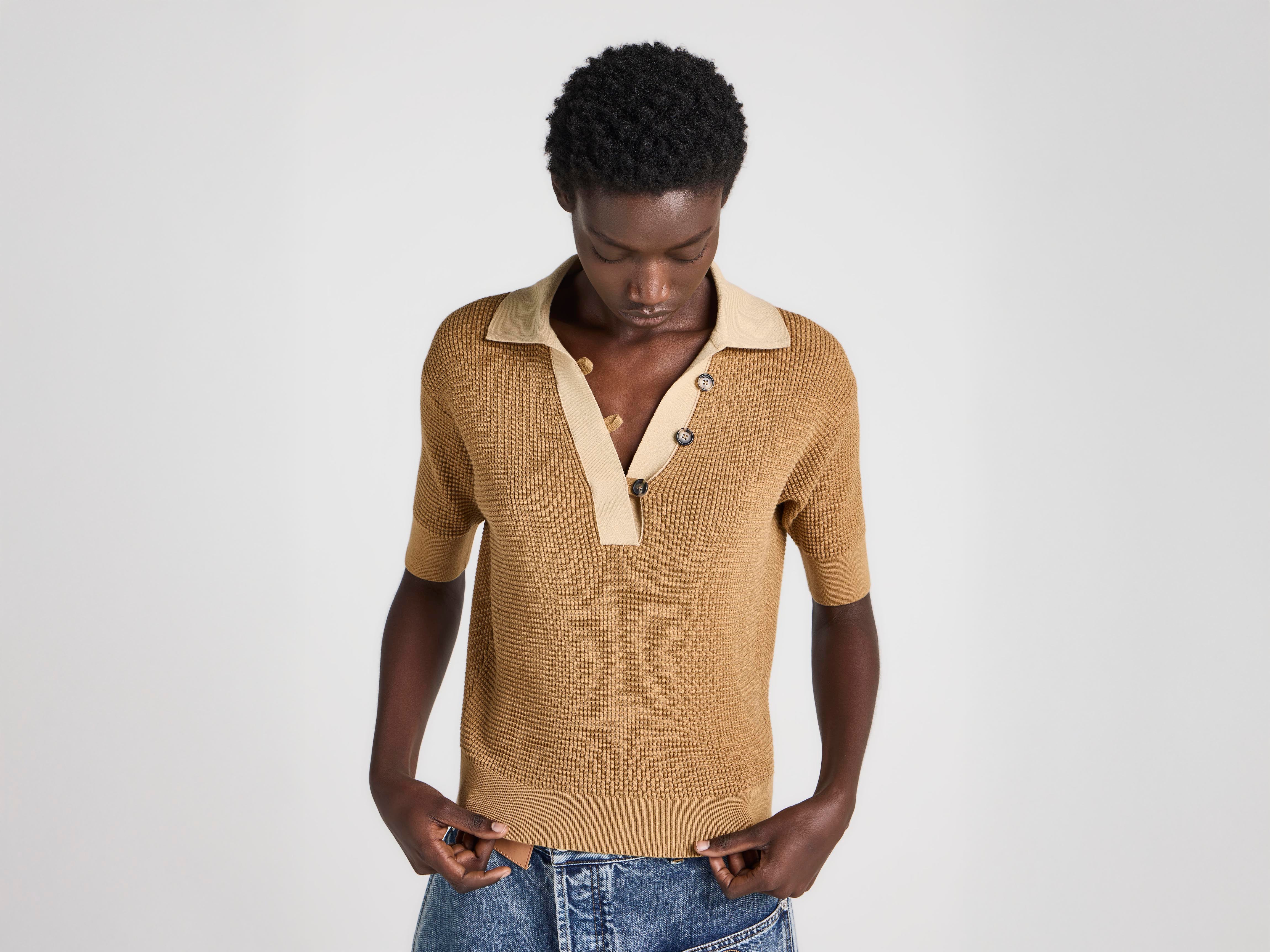 J.W.Anderson Knitted Polo Strickpolo Damen Butterscotch Waffle