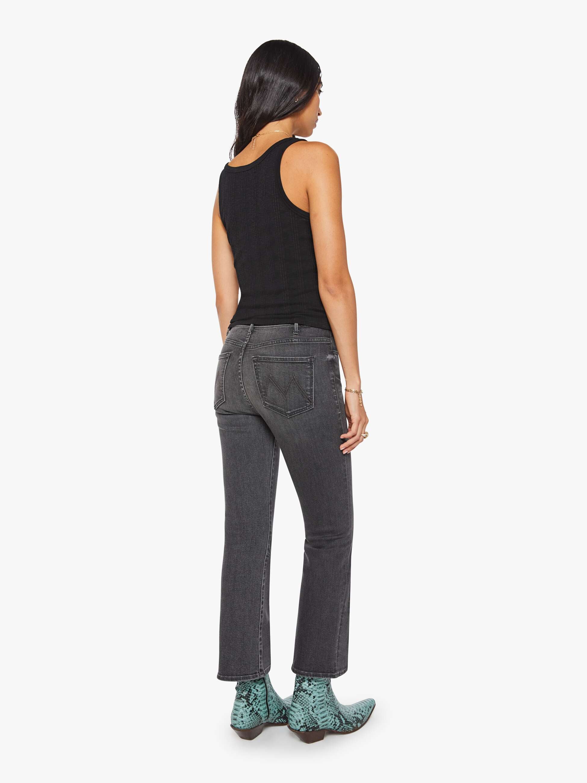 Mother The Hustler Ankle Flare Jeans Schwarz High-Rise