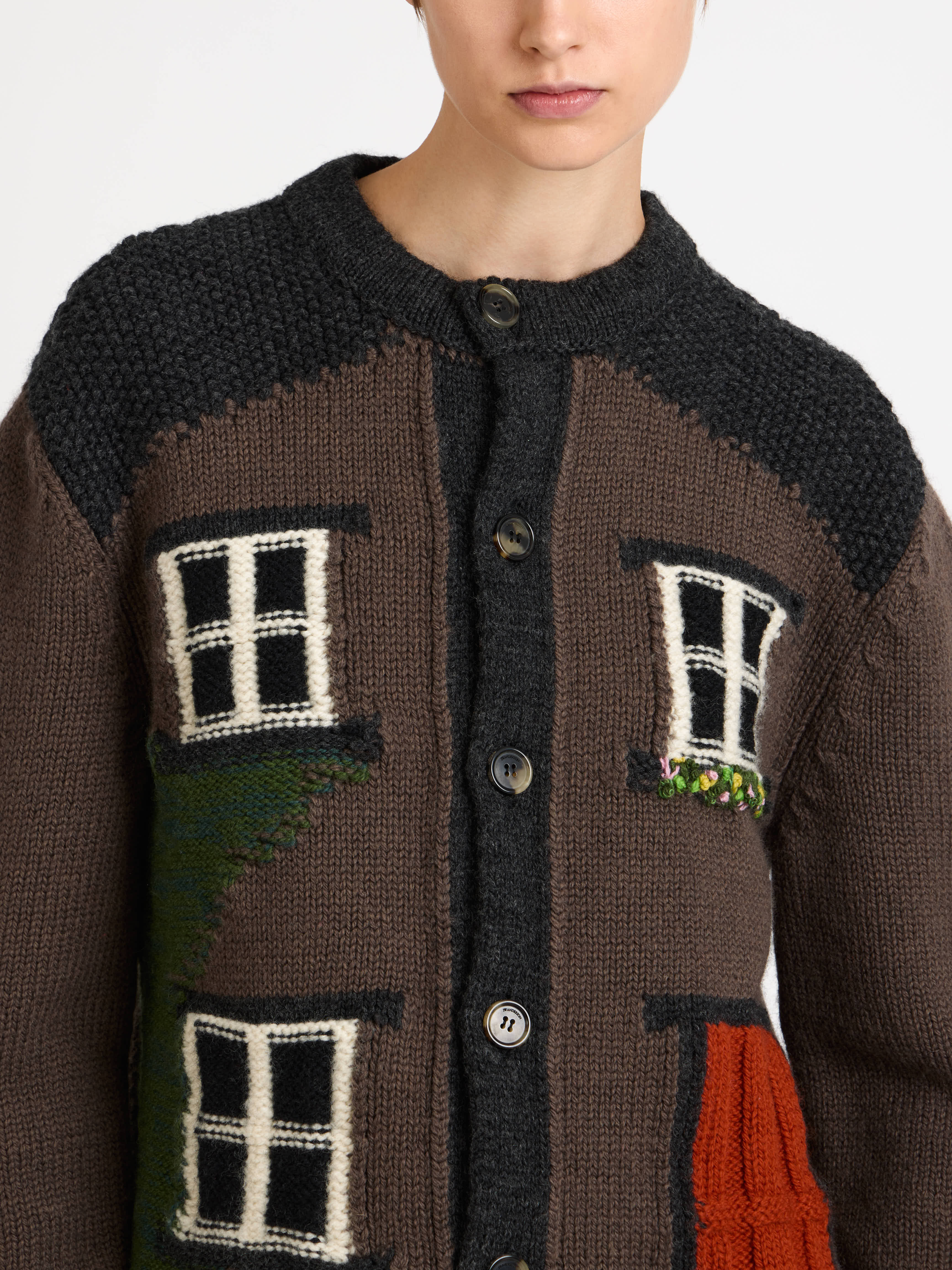 J.W.Anderson House Polo Cardigan Strickjacke Chestnut Brown