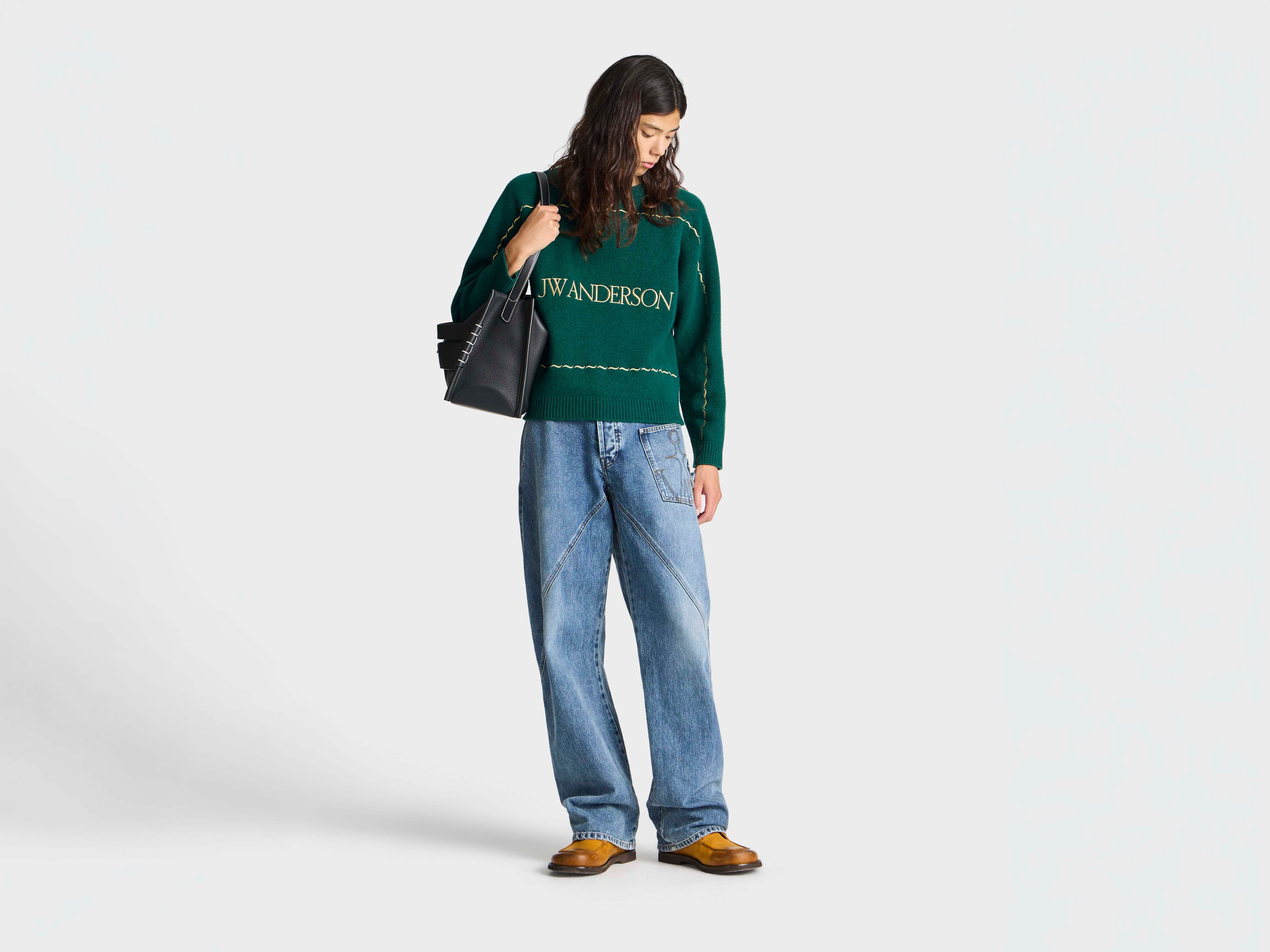 J.W.Anderson Knitted Logo Jumper Pine Wollpullover