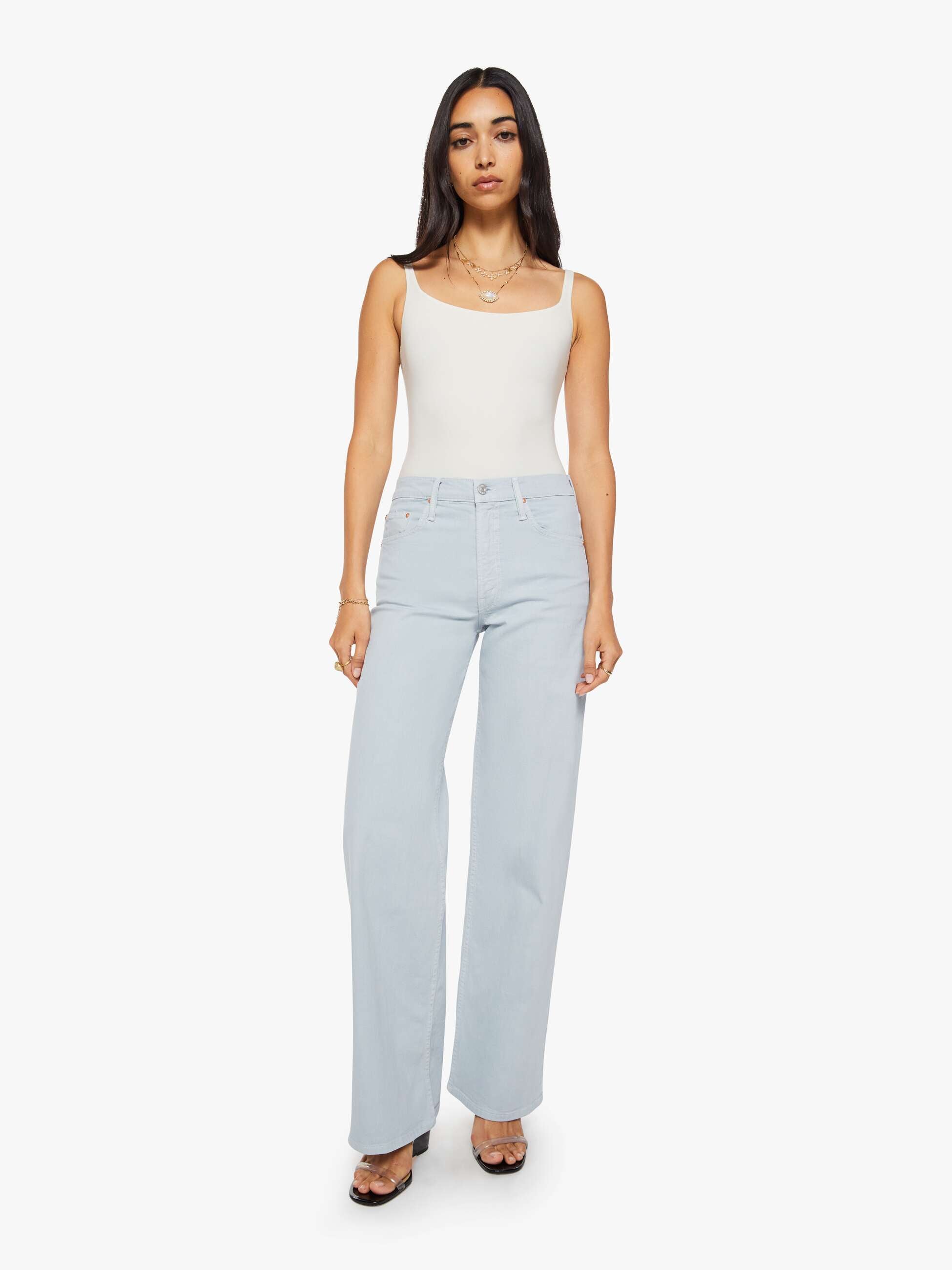 Mother Denim The Rerun Zip Sneak Jeans Ballad Blue Hellblau