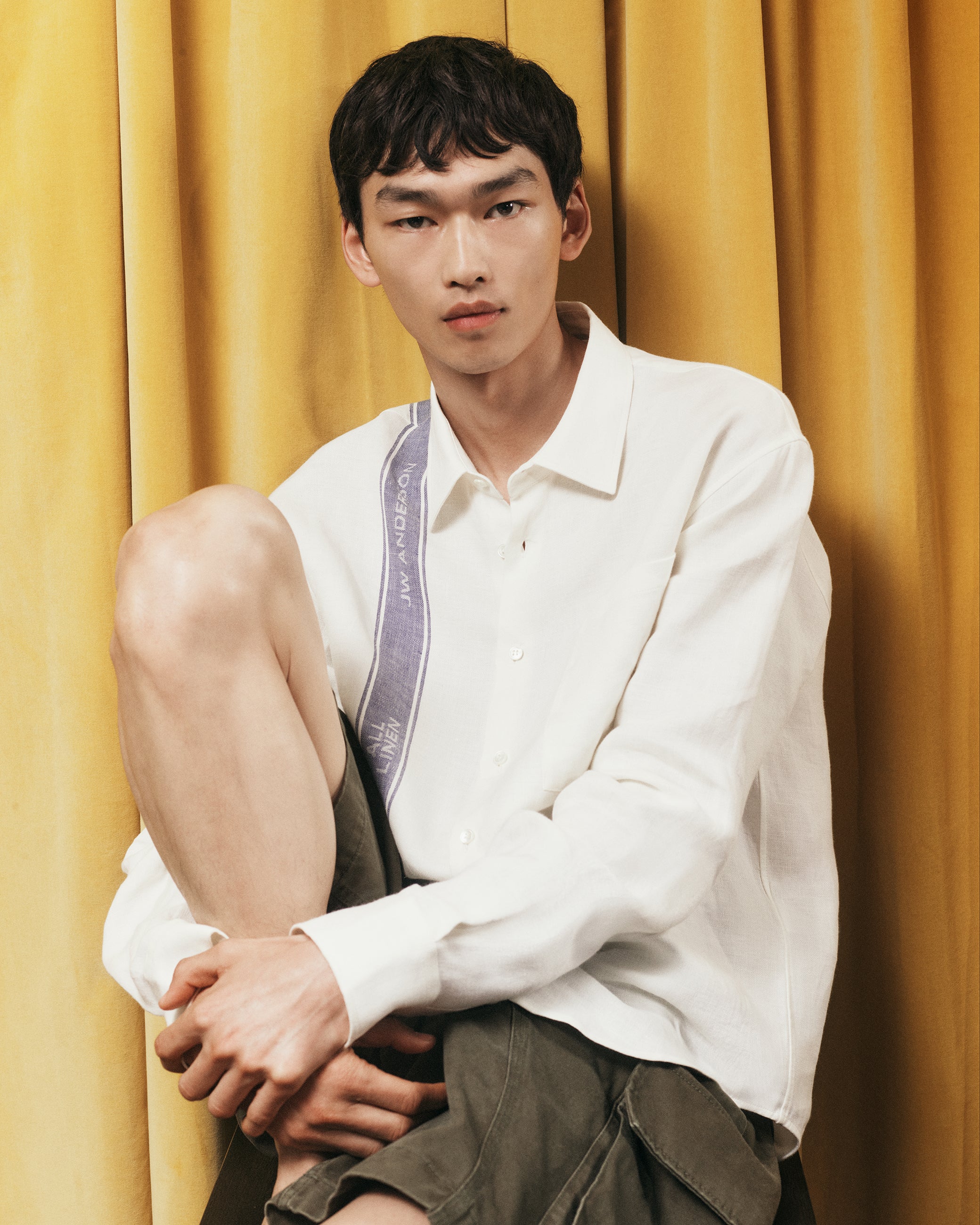 J.W.Anderson Hemd Herren Off-White Blau Irish Linen