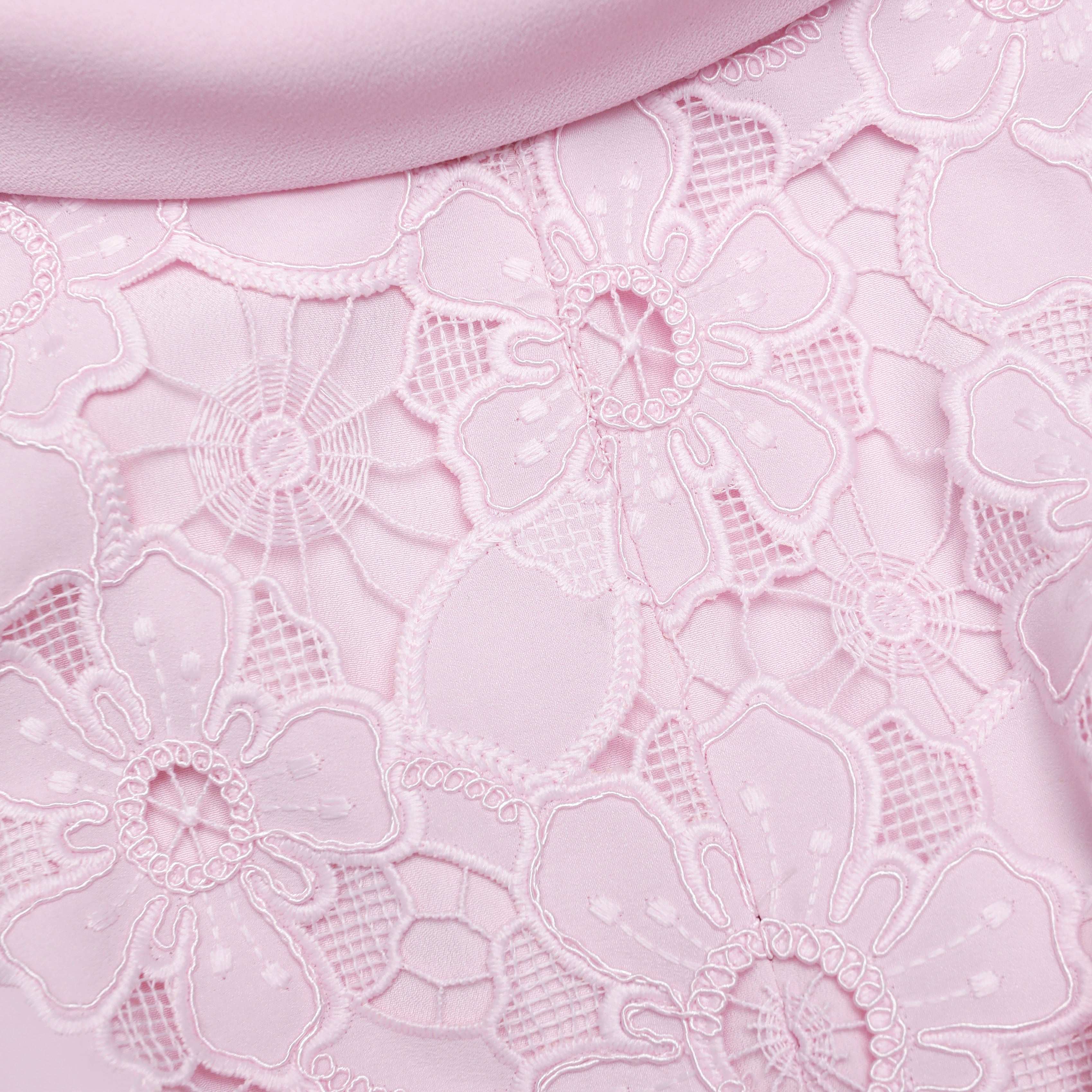 Self Portrait Lace Scoop Back Midikleid rosa Guipure Spitze