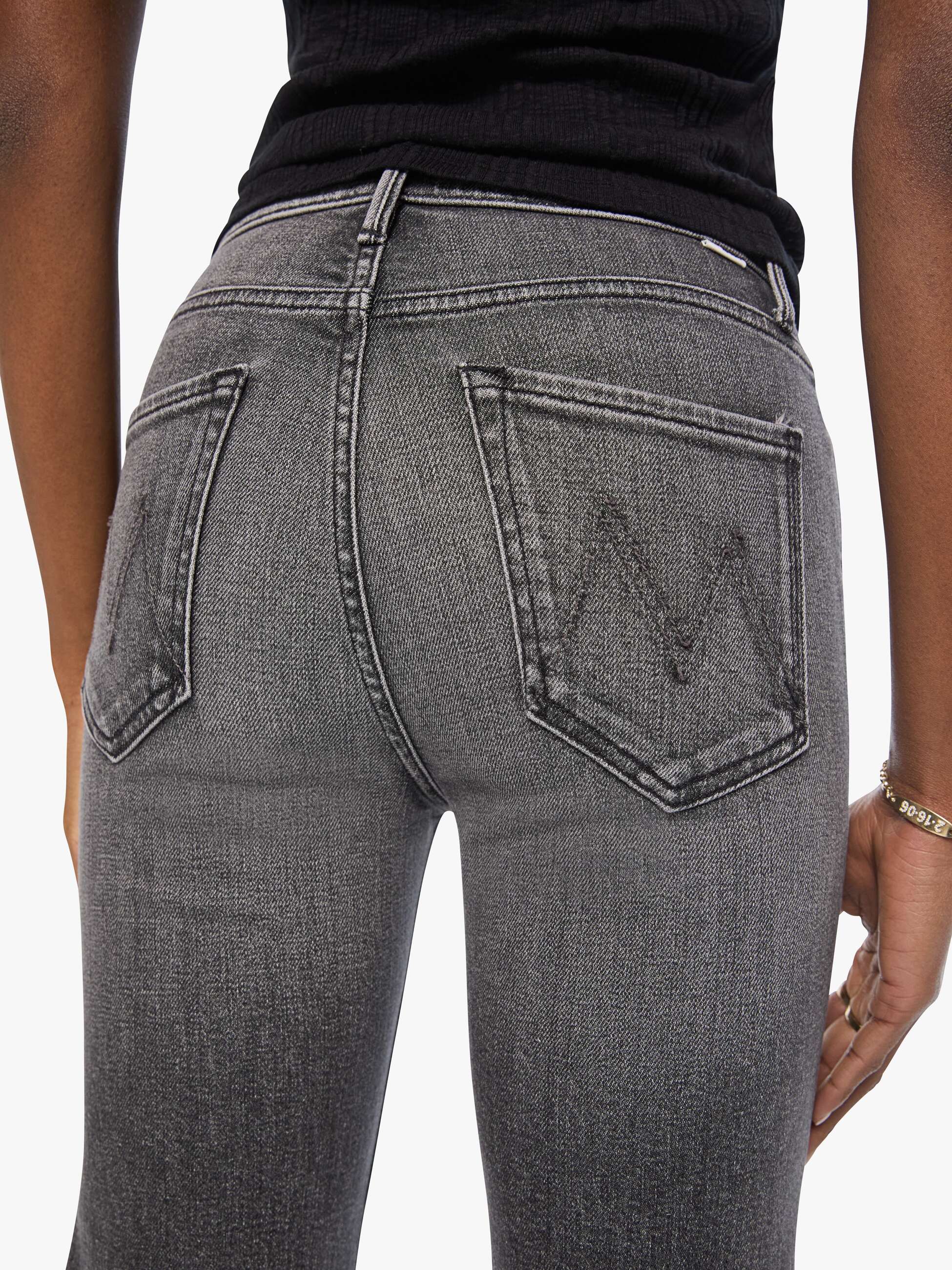 Mother The Kick It Jeans Cliffhanger High-Rise Grau