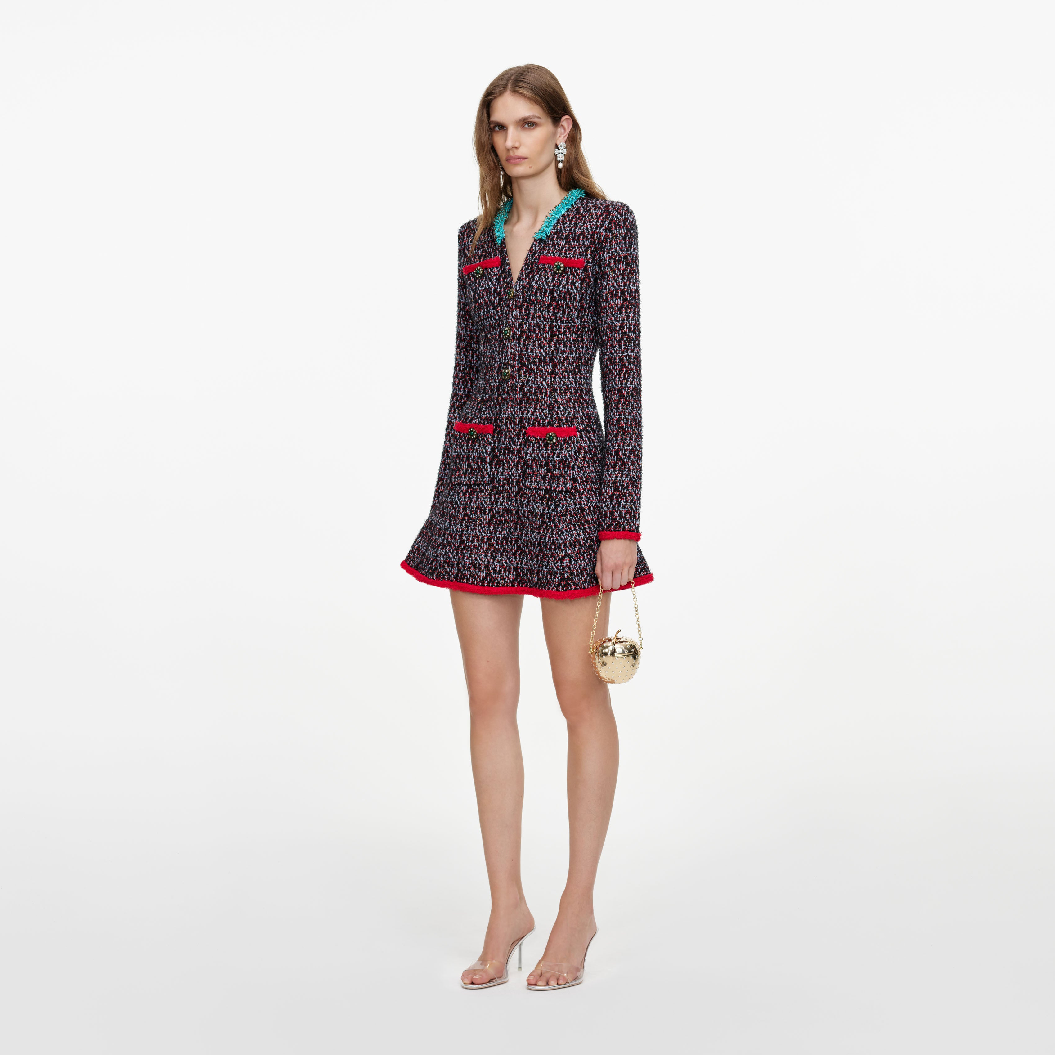 Self-Portrait Multi Textured Knit Mini Strickkleid Multi