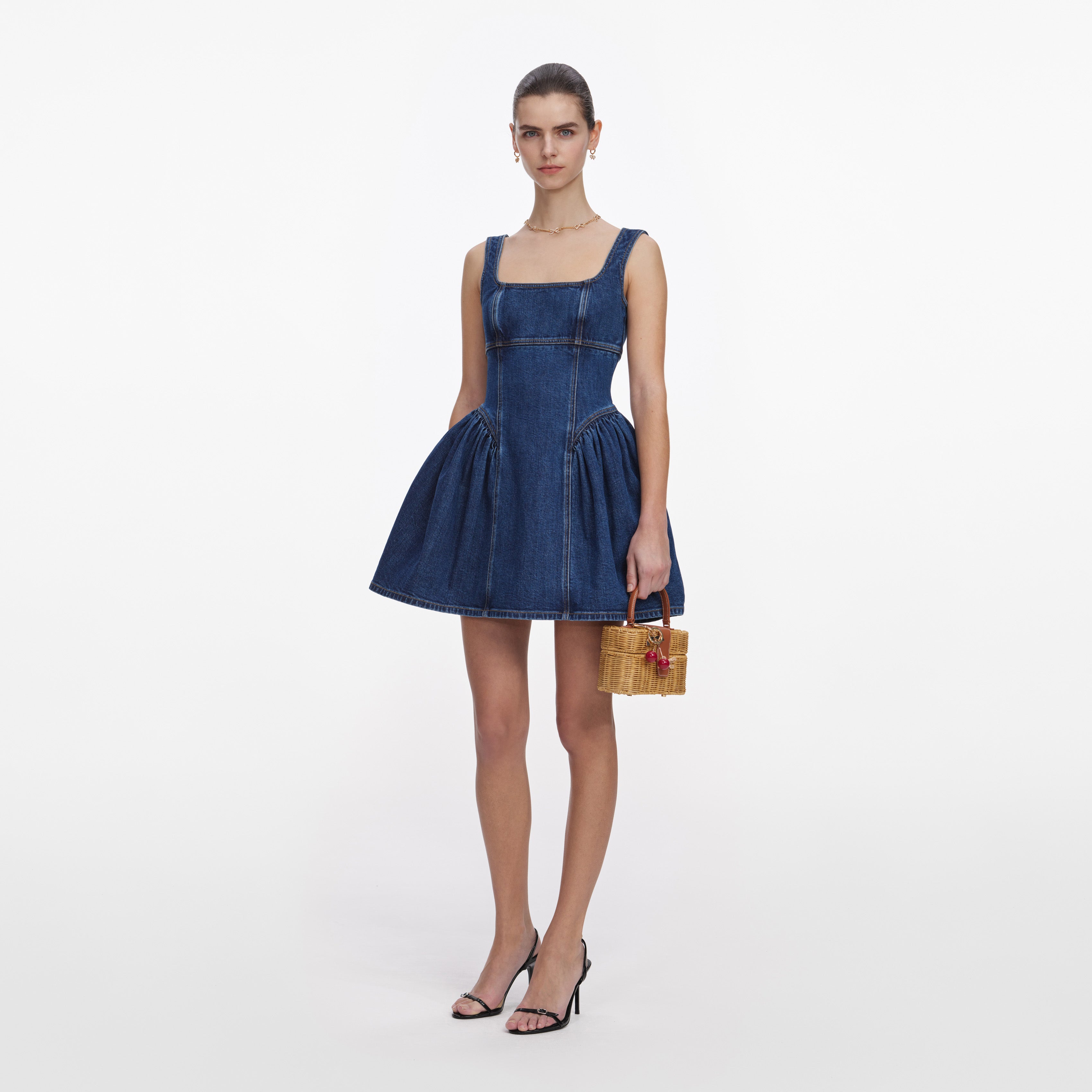 Self Portrait Denim Mini Dress Jeanskleid Blau Stretch