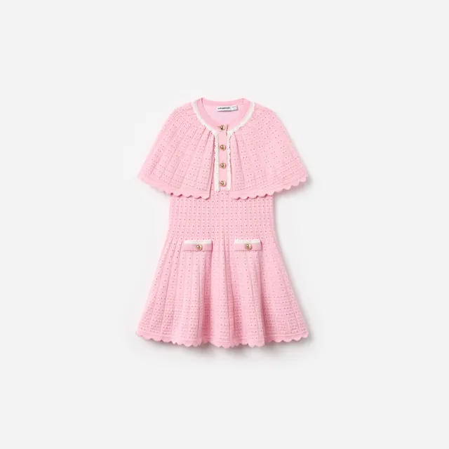 Self Portrait Pink Knitted Cape Strickkleid Kinder Rosa