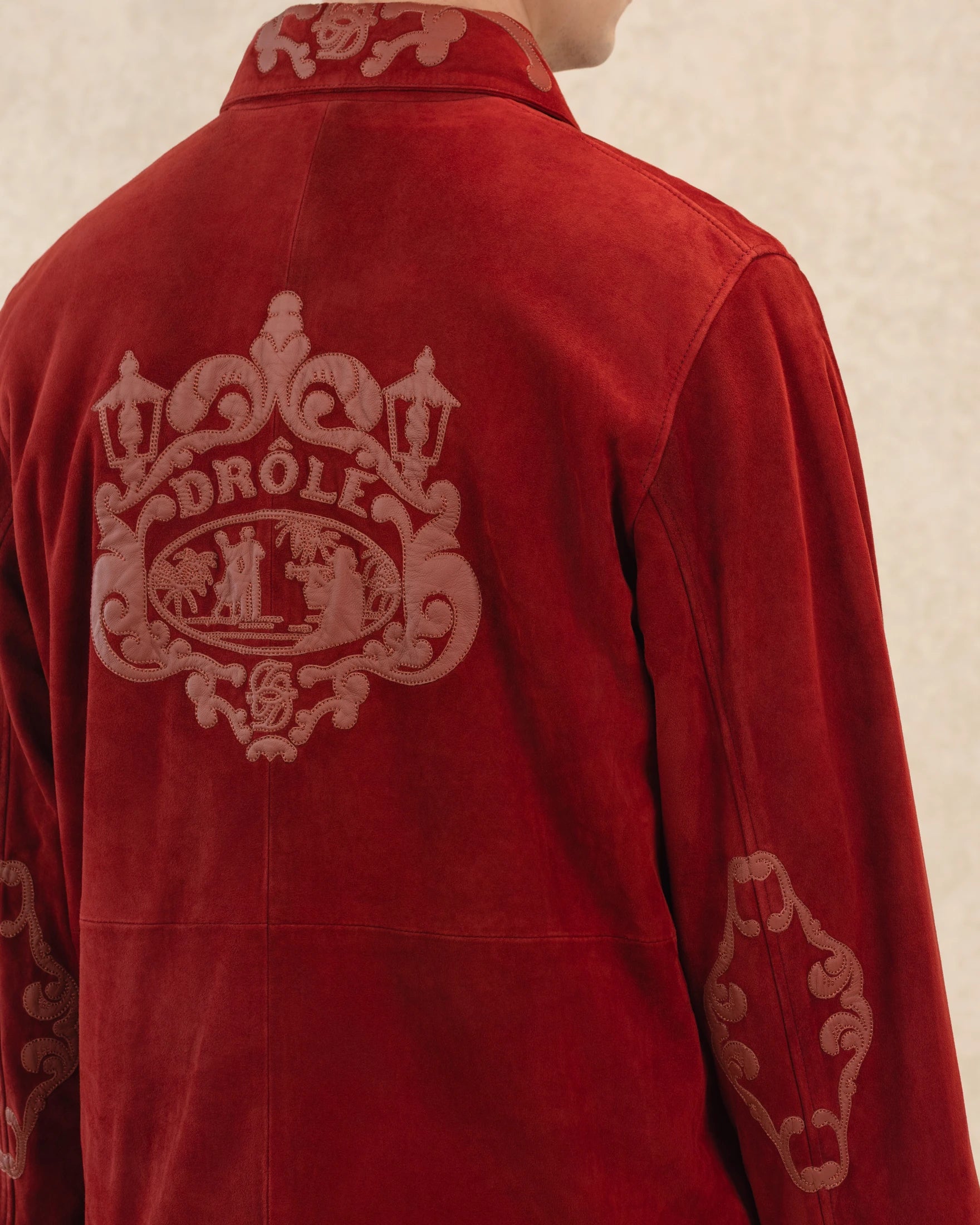 Drôle de Monsieur Veste Suède Lederjacke Wildleder Dunkelrot
