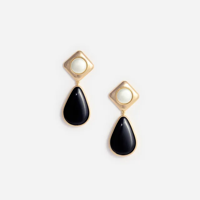 Self Portrait Jewellery Black Enamel Ohrringe Gold 2-stufig