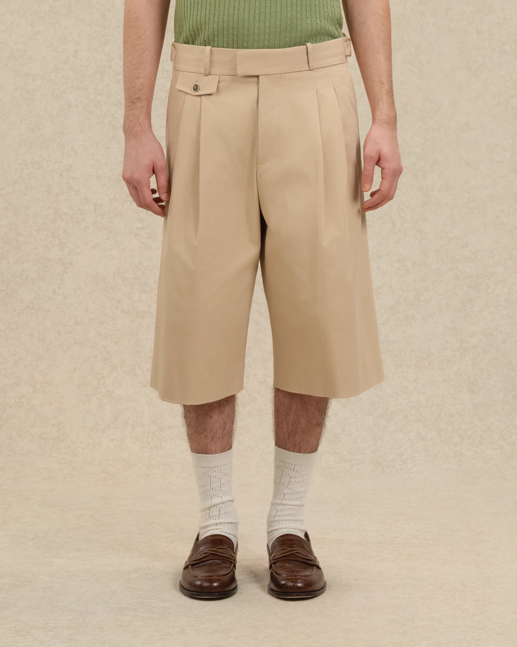 Drôle De Monsieur Short Long Coton Shorts Beige Baumwolle