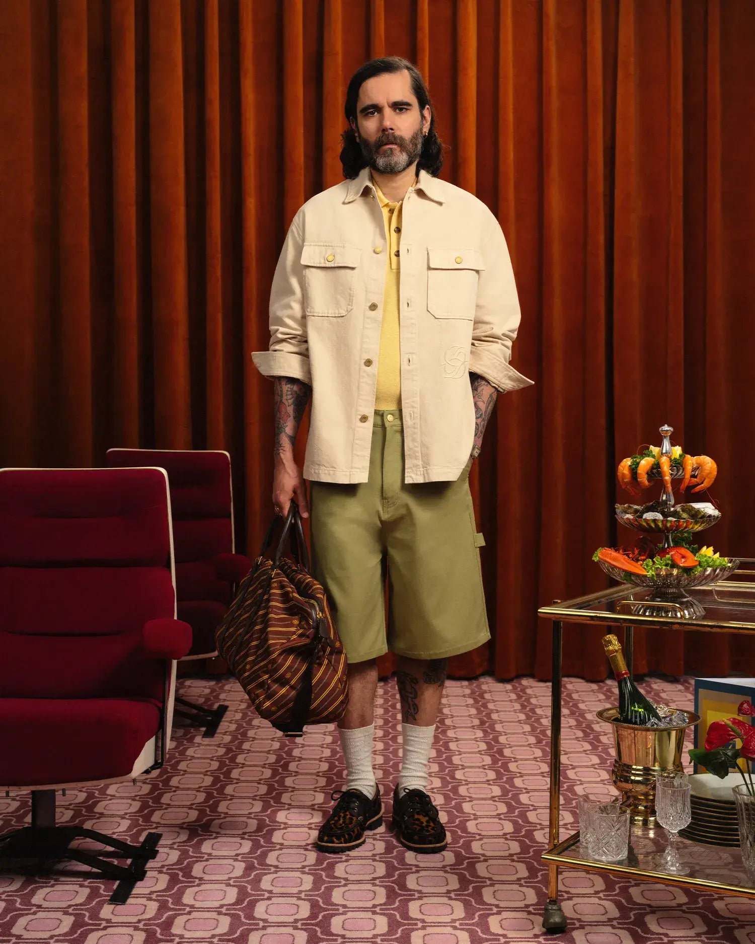 Drôle de Monsieur Short Baggy Coton Shorts Baumwolle Grün