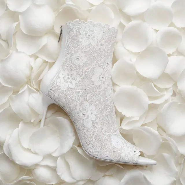 Gedebe Bella Bootie Open-Toe Spitze Weiß Gr.38 105