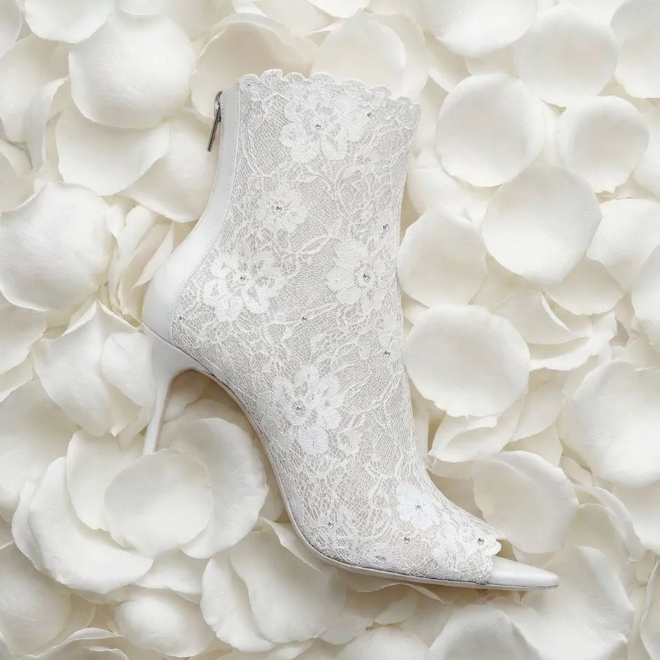 Gedebe Bella Bootie Open-Toe Spitze Weiß Gr.38 105