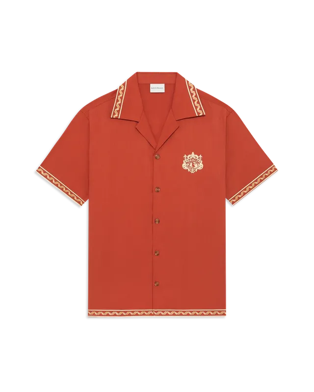 Drôle De Monsieur Chemise Brodée Danseurs Hemd Brick Tencel