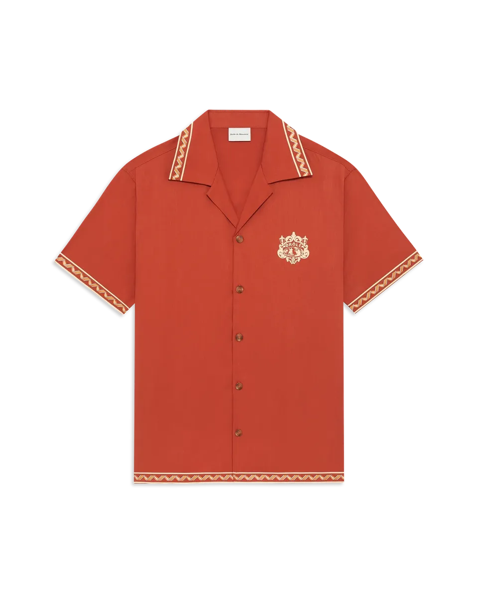 Drôle De Monsieur Chemise Brodée Danseurs Hemd Brick Tencel