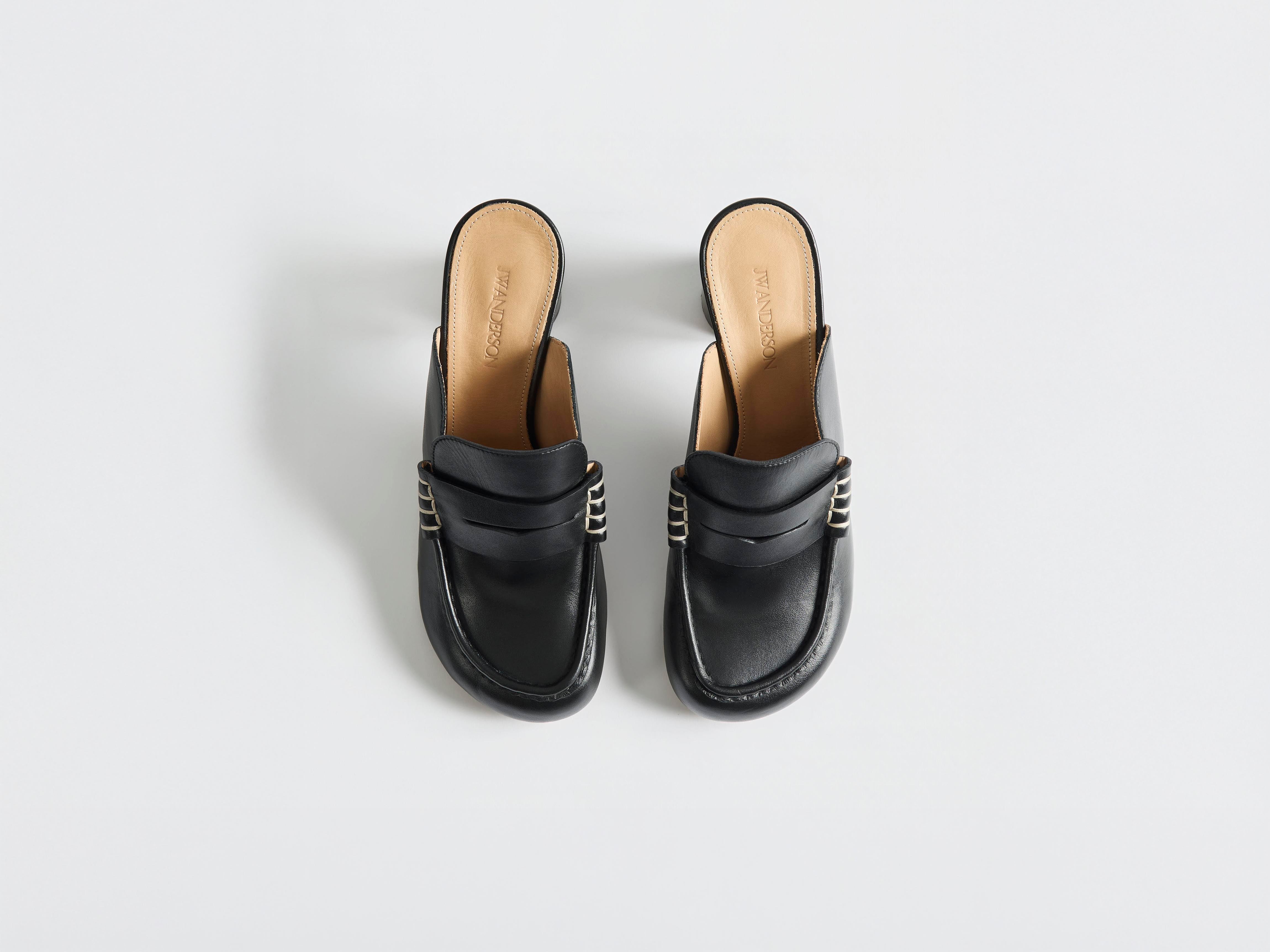 J.W.Anderson Heeled Loafer Mule Pumps Schwarz Leder