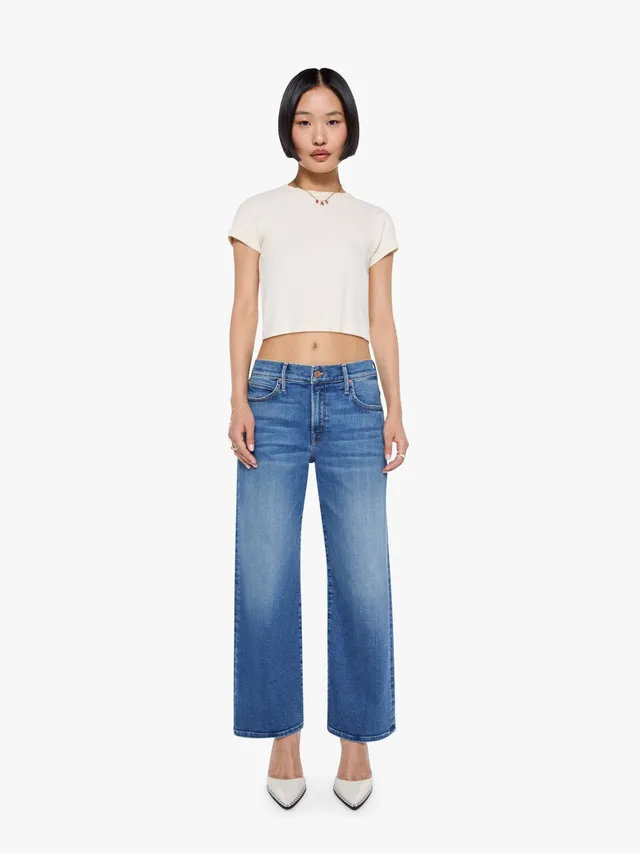 Mother Lil Mid Rise Tunnel Vision Flood Jeans Blau Petite