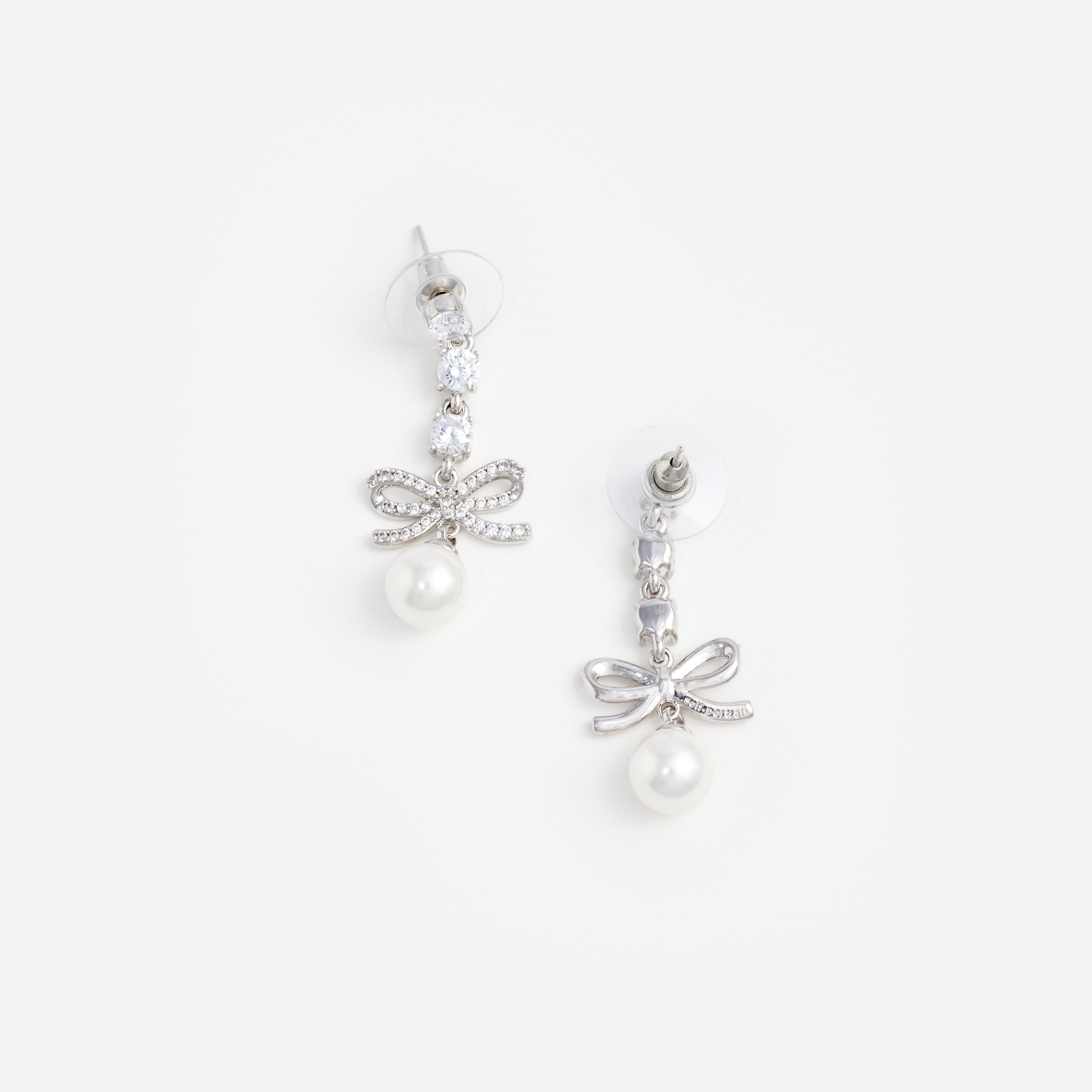 Self-Portrait Bow Crystal Charm Ohrringe Silber One Size Perle