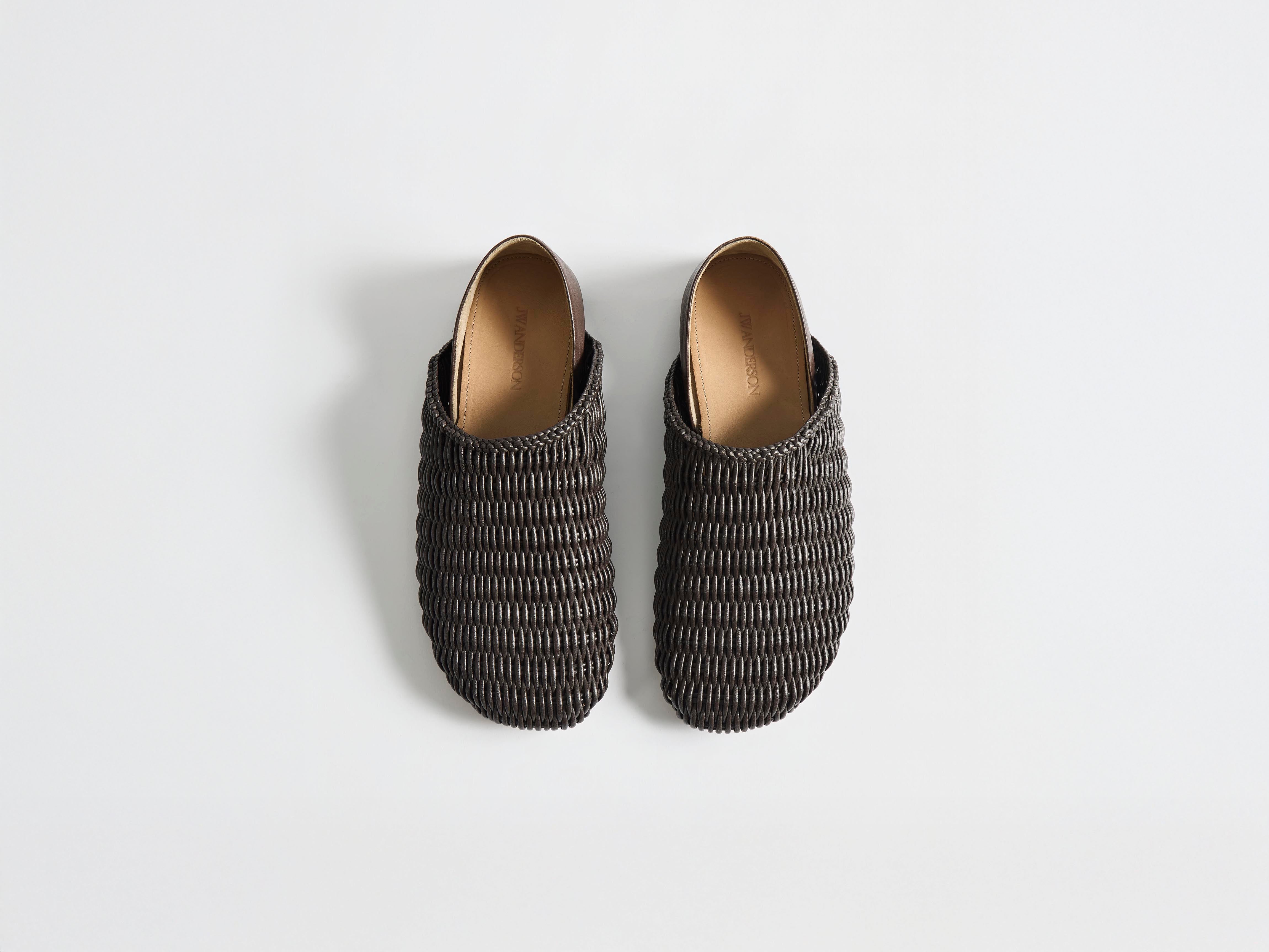 J.W.Anderson Slipper Mules Schoko Leder Geflochten Damen