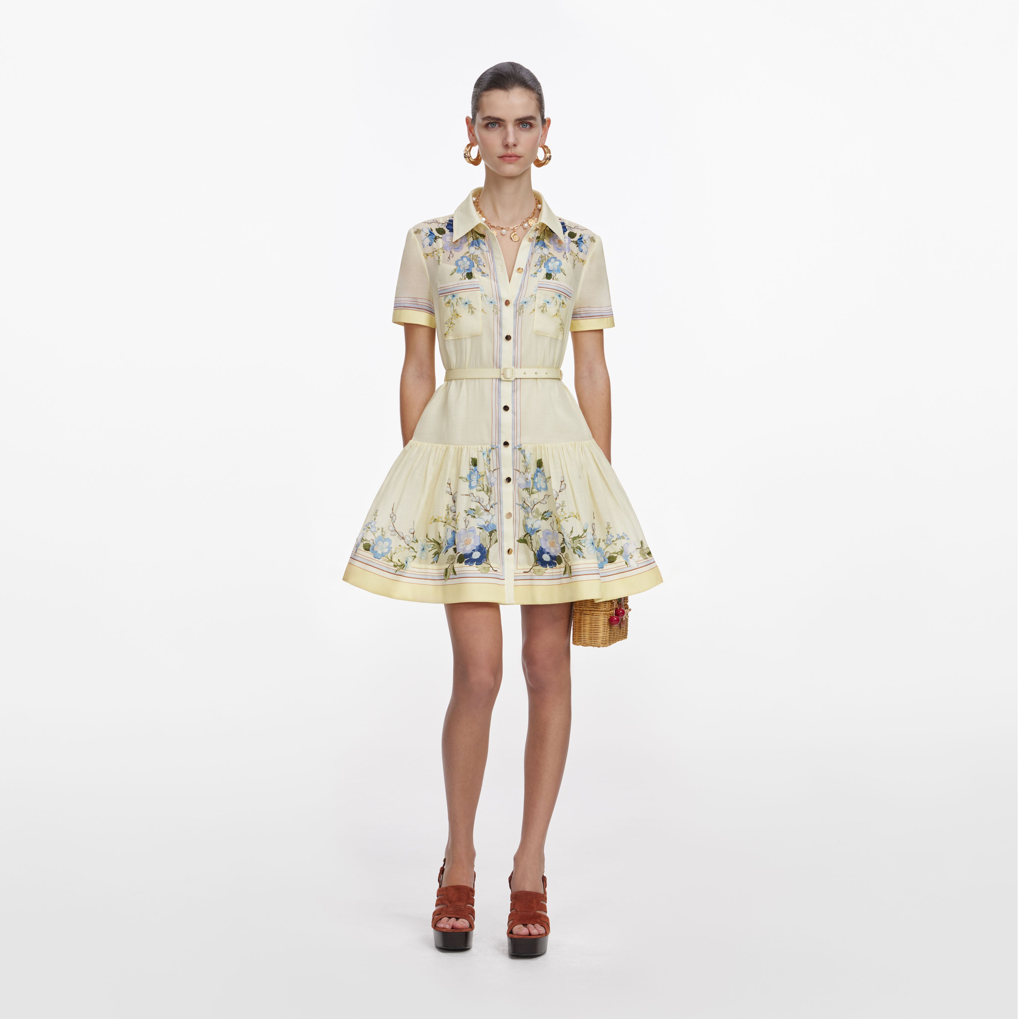 Self Portrait Yellow Floral Organza Minikleid Gelb Blumen