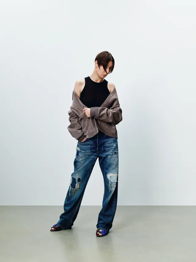 J.W.Anderson Suede Jacke Damen Mausgrau Wildleder