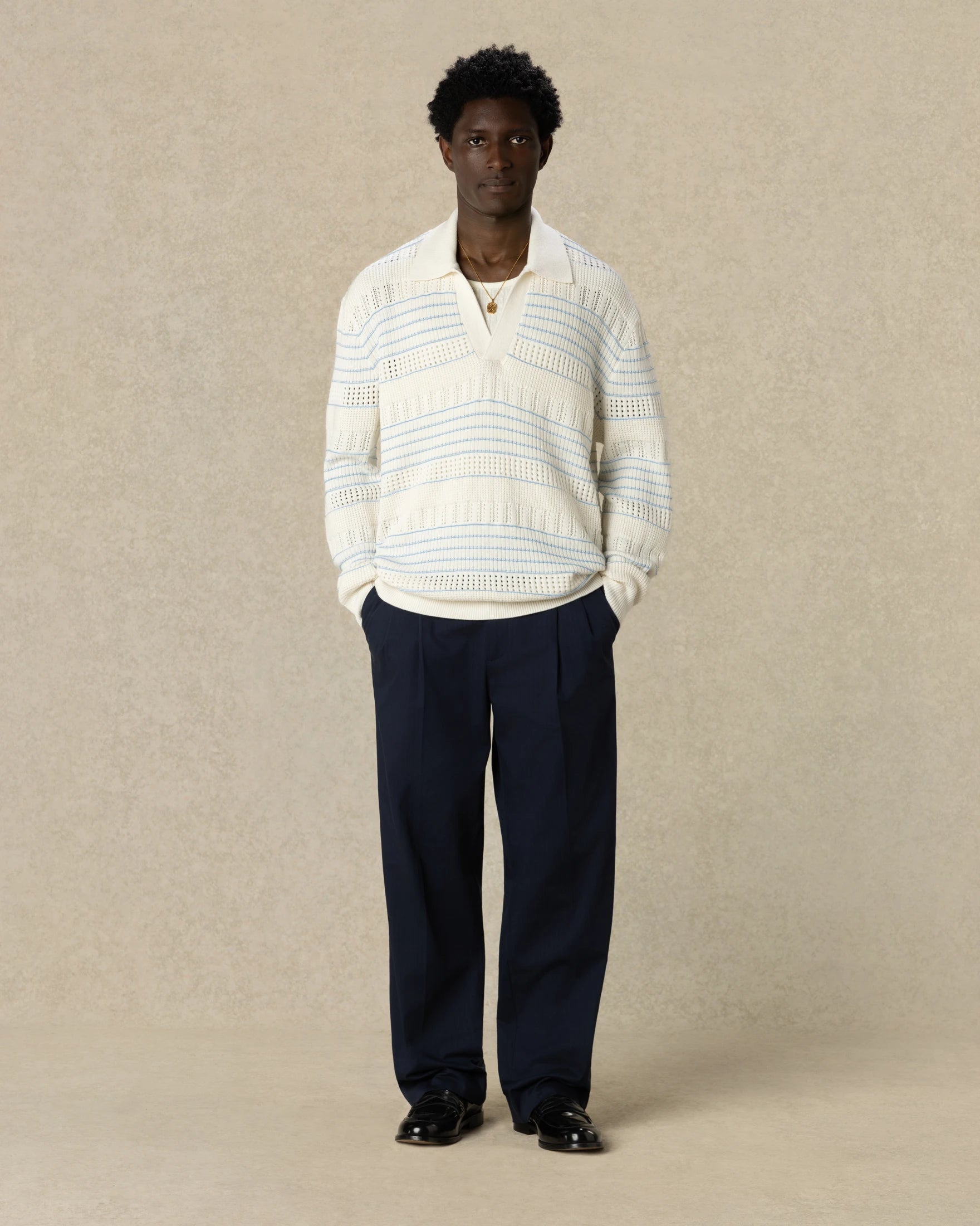 Drôle De Monsieur Knitwear Strickpolo Offwhite Wolle