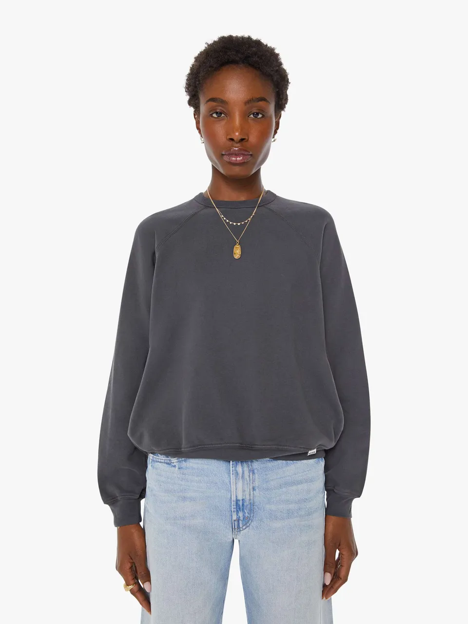 MOTHER Tees The Biggie Concert Sweatshirt Faded Black Schwarz