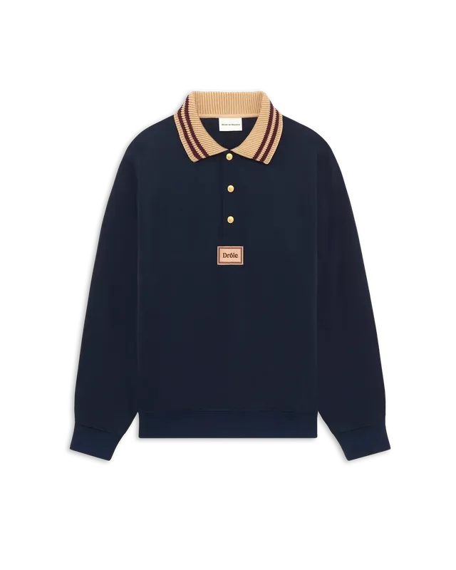 Drôle De Monsieur Le Polo Drôle Poloshirt Navy Langarm