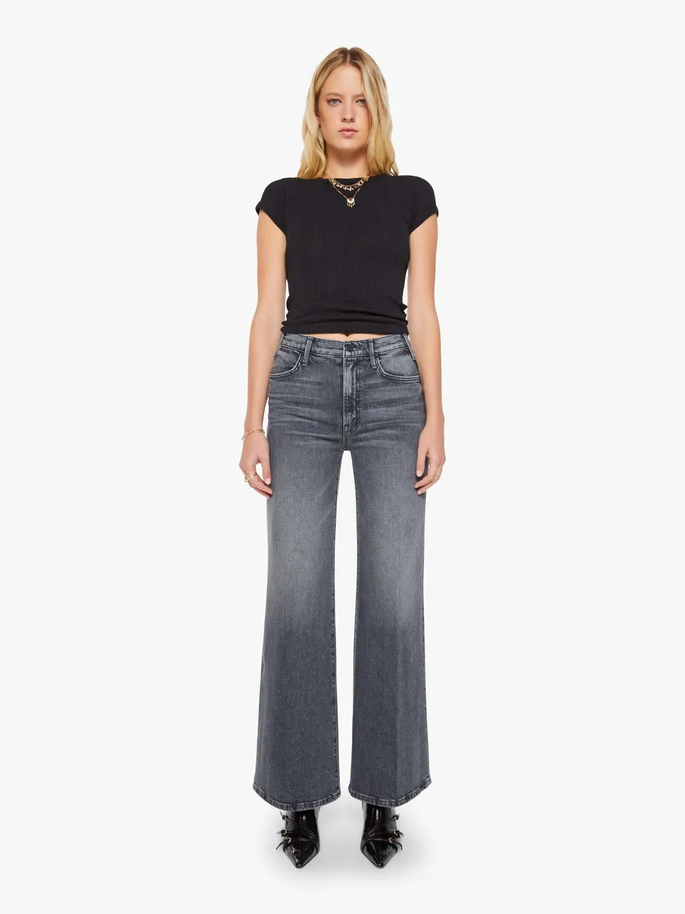 Mother Hustler Roller Sneak Jeans Outta Sight High Rise