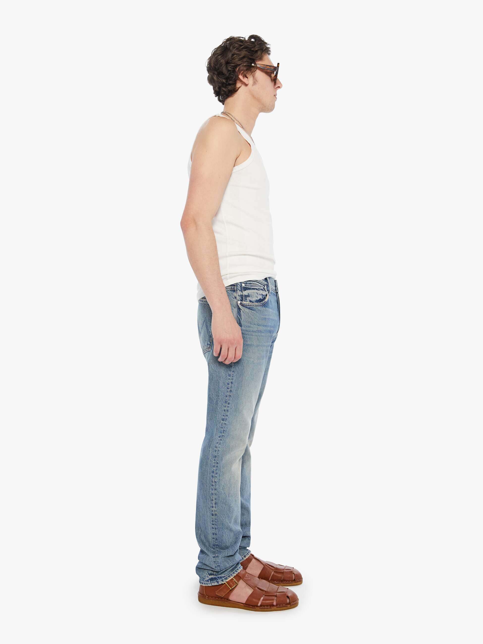Mother The Mega Neat Knuckle Down Jeans Herren Mittelblau