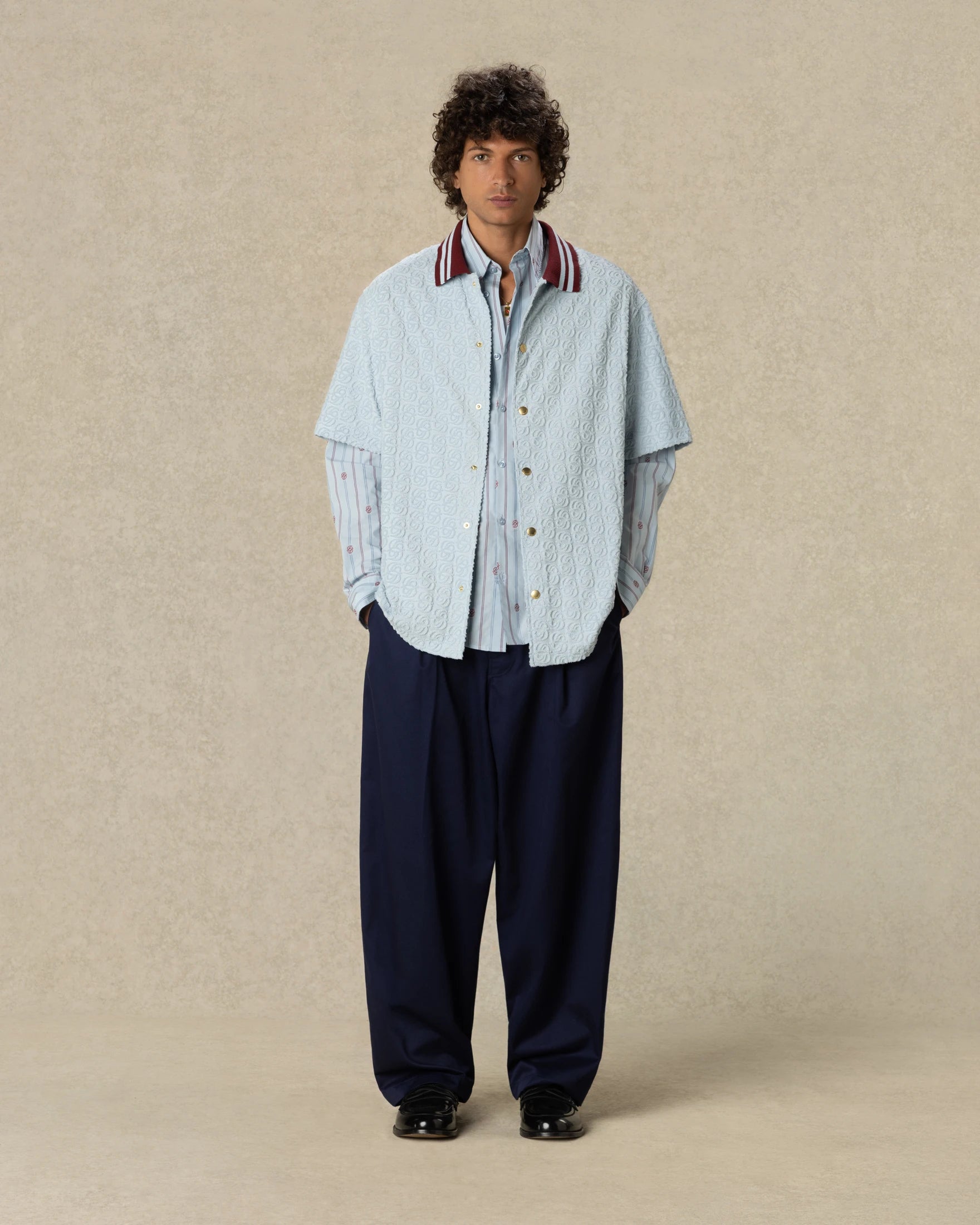 Drôle De Monsieur Monogram Shirt Blau Terry Baumwolle