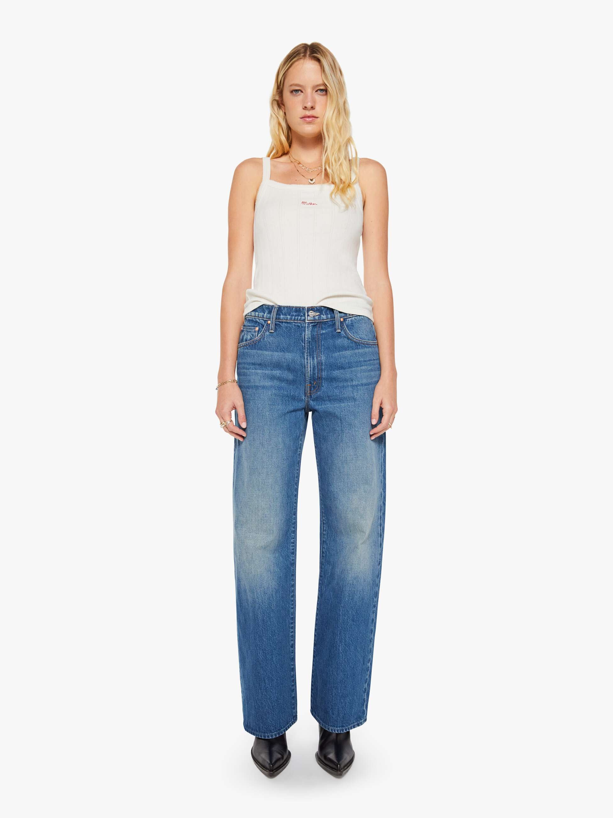 Mother The Dodger Flood Jeans Green Thumb Blau
