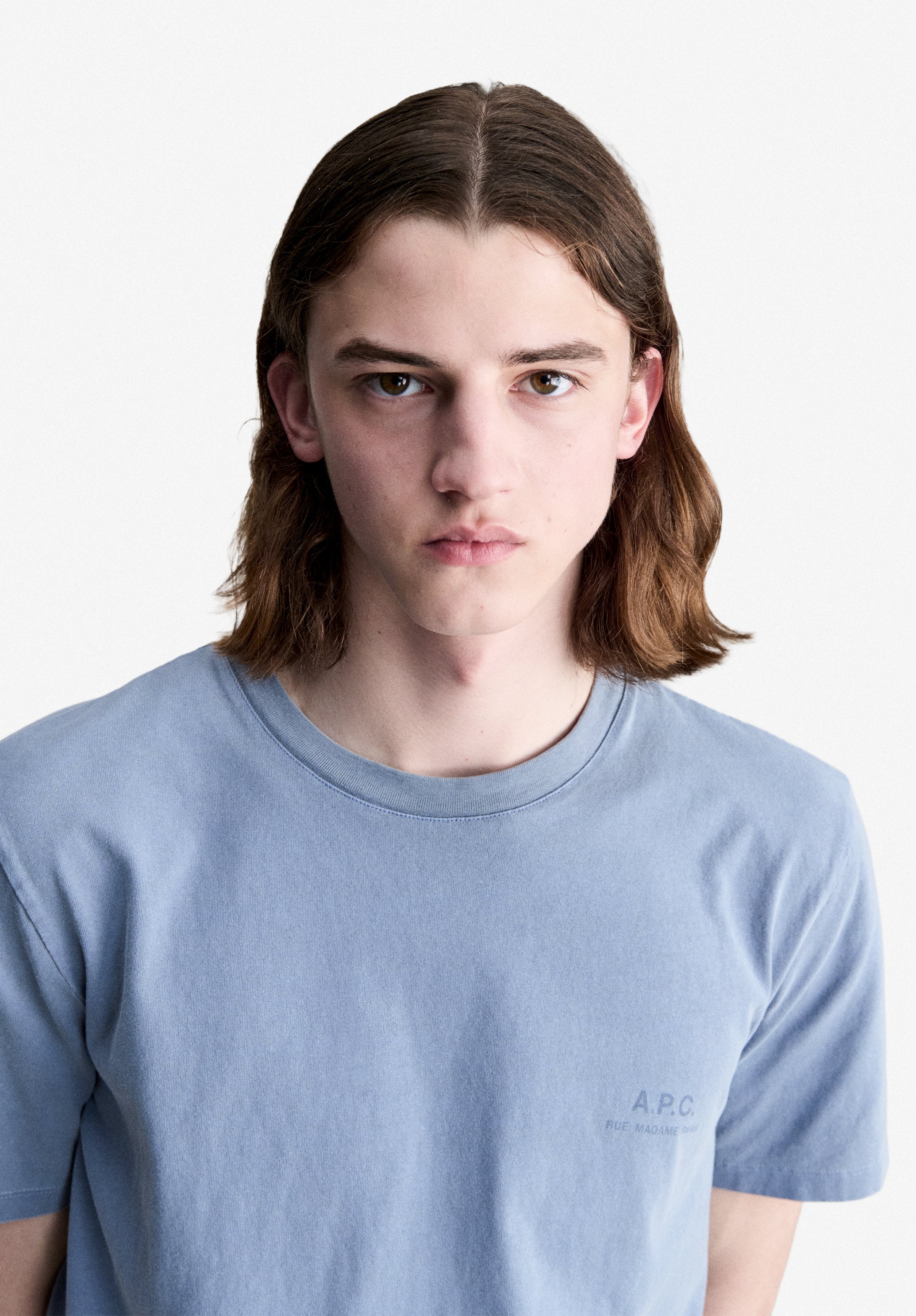 A.P.C. Rue Madame T-Shirt graublau Bio-Baumwolle