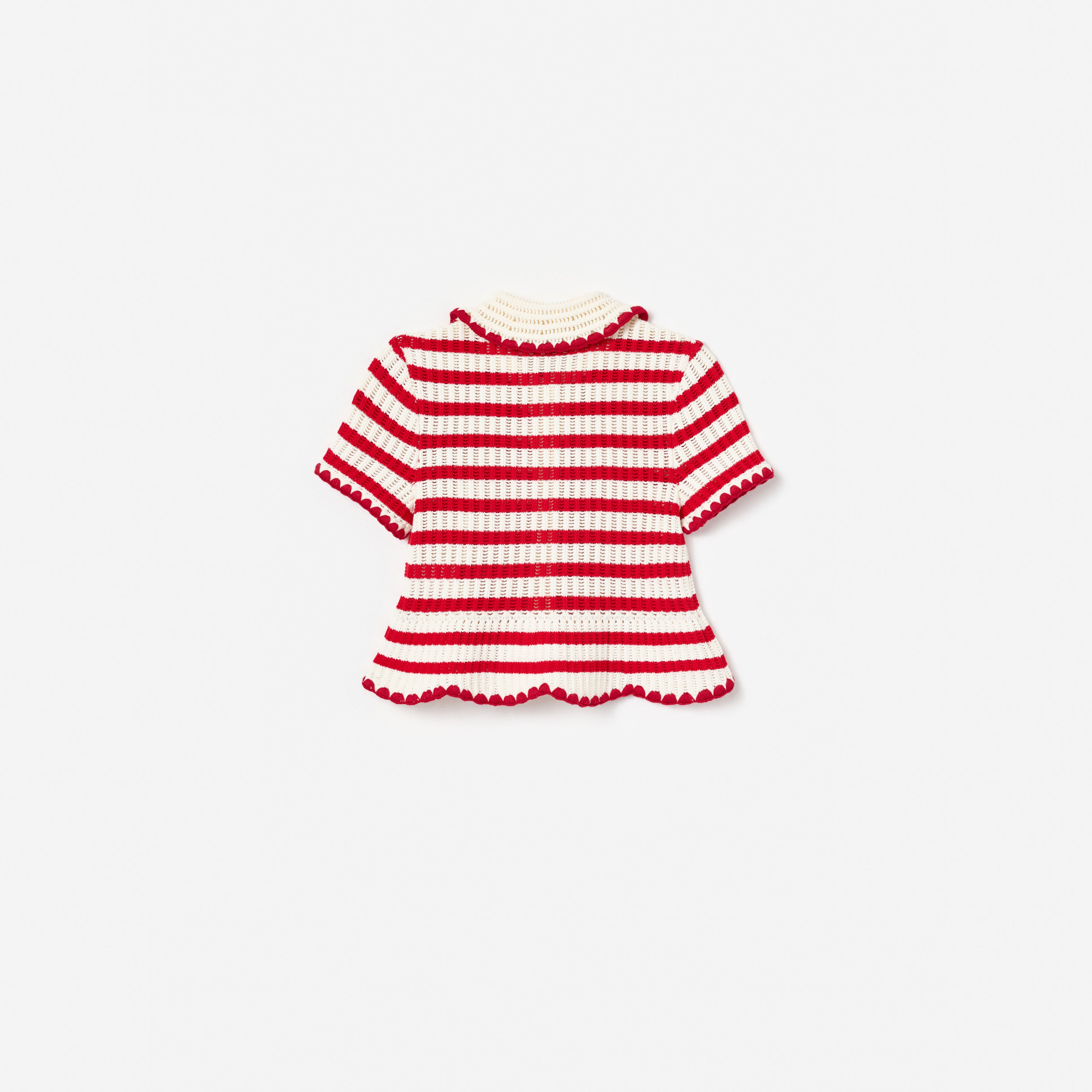 Self Portrait Cream Red Stripe Knitted Top Creme Kinder