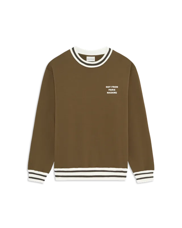 Drôle De Monsieur Sport Slogan Sweatshirt Khaki Baumwolle