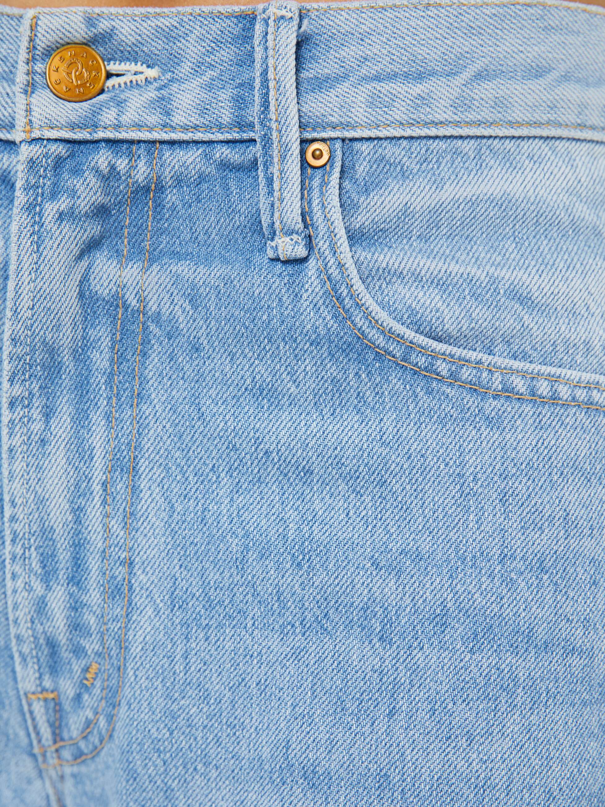 Mother Denim Snacks Lemon Twist Sneak Jeans Hellblau Wide Leg