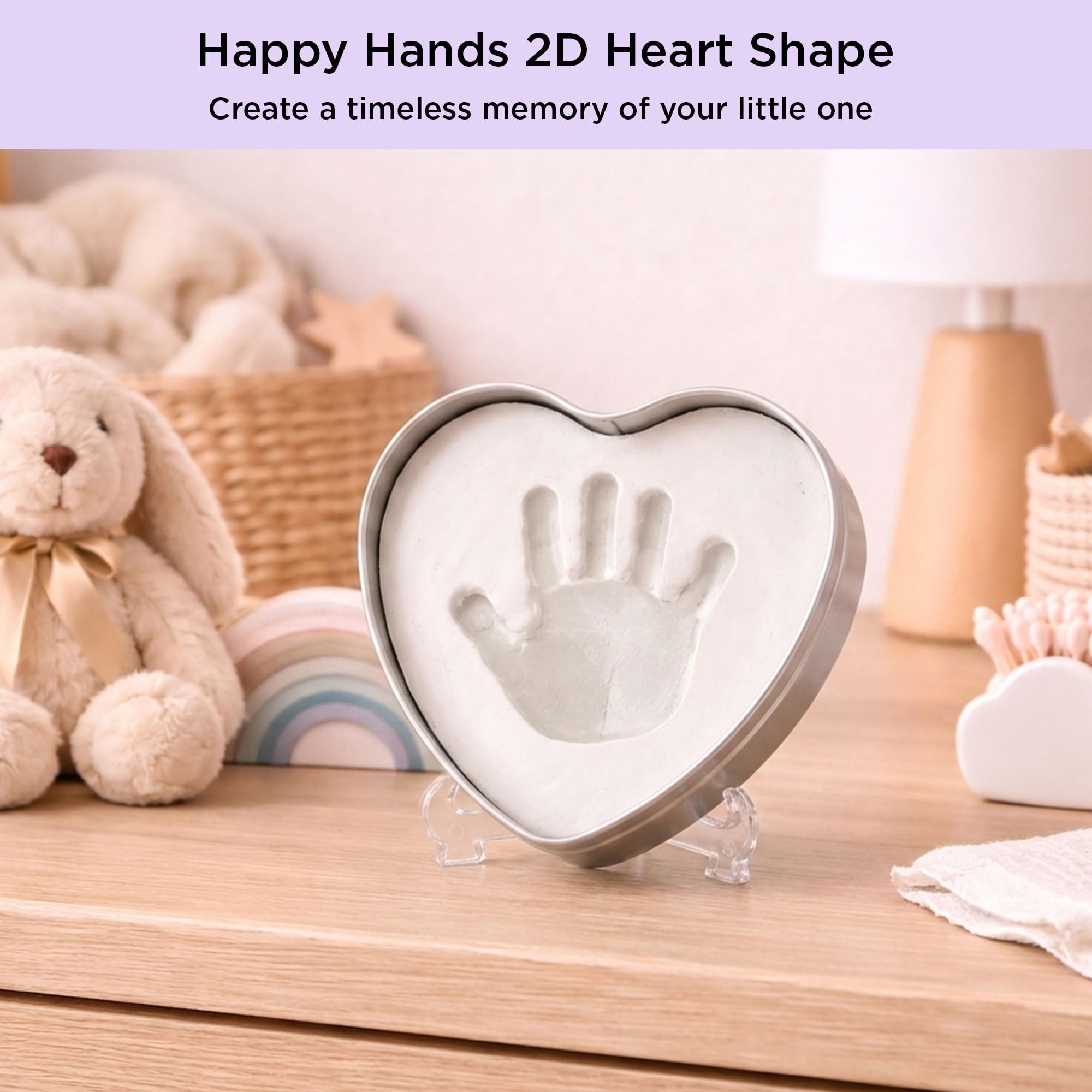 Dooky Happy Hands Abdruckset Herzform Silber 17x14 cm Ton